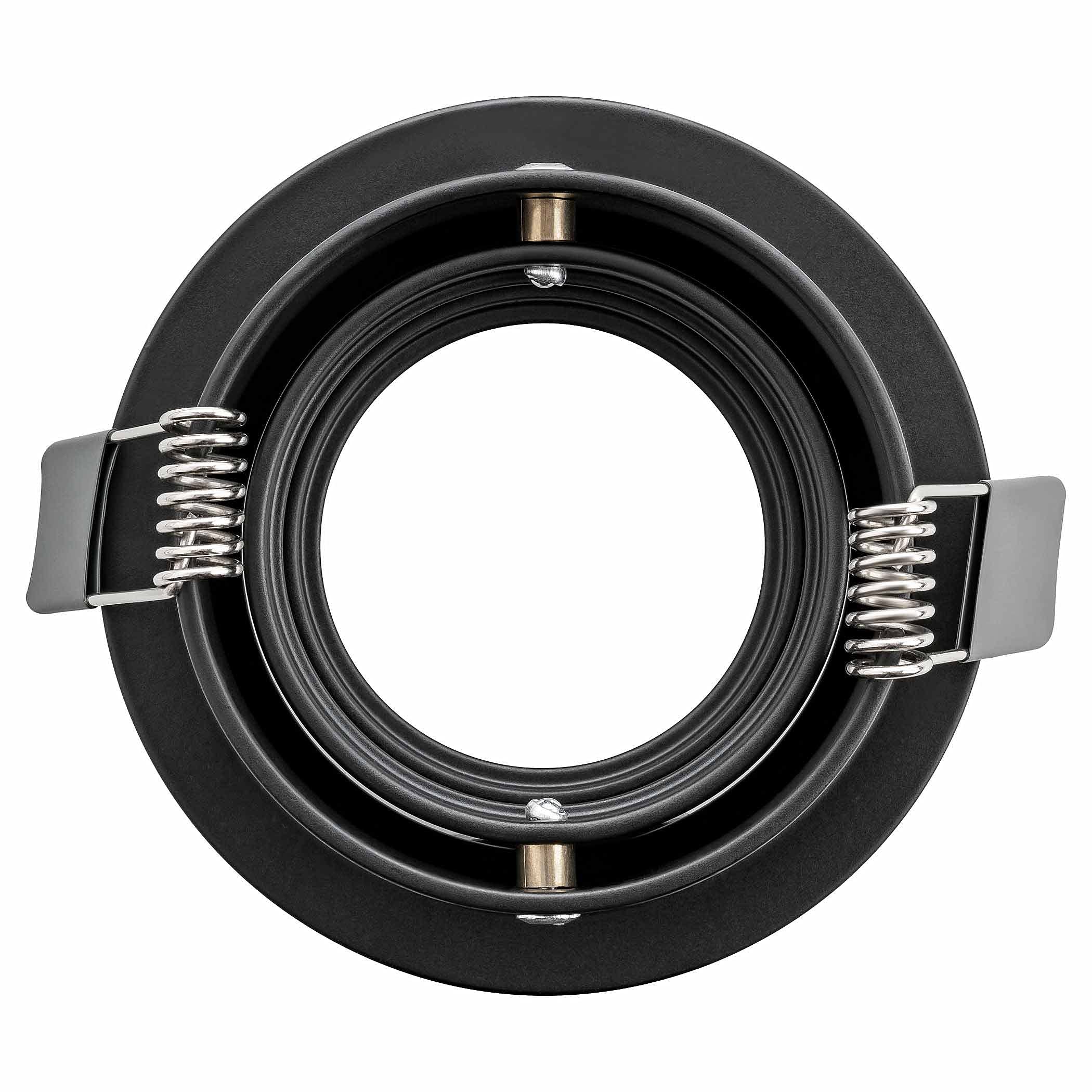 SEBSON Gehäuse für Einbaustrahler mit GU10 Fassung, Einbaurahmen, 12er Set | Geeignet für LED & Halogen Lampen 230V, Alu schwarz, schwenkbar, Lochdurchmesser 73-77mm Abdeckung Ø84mm für Deckenspots