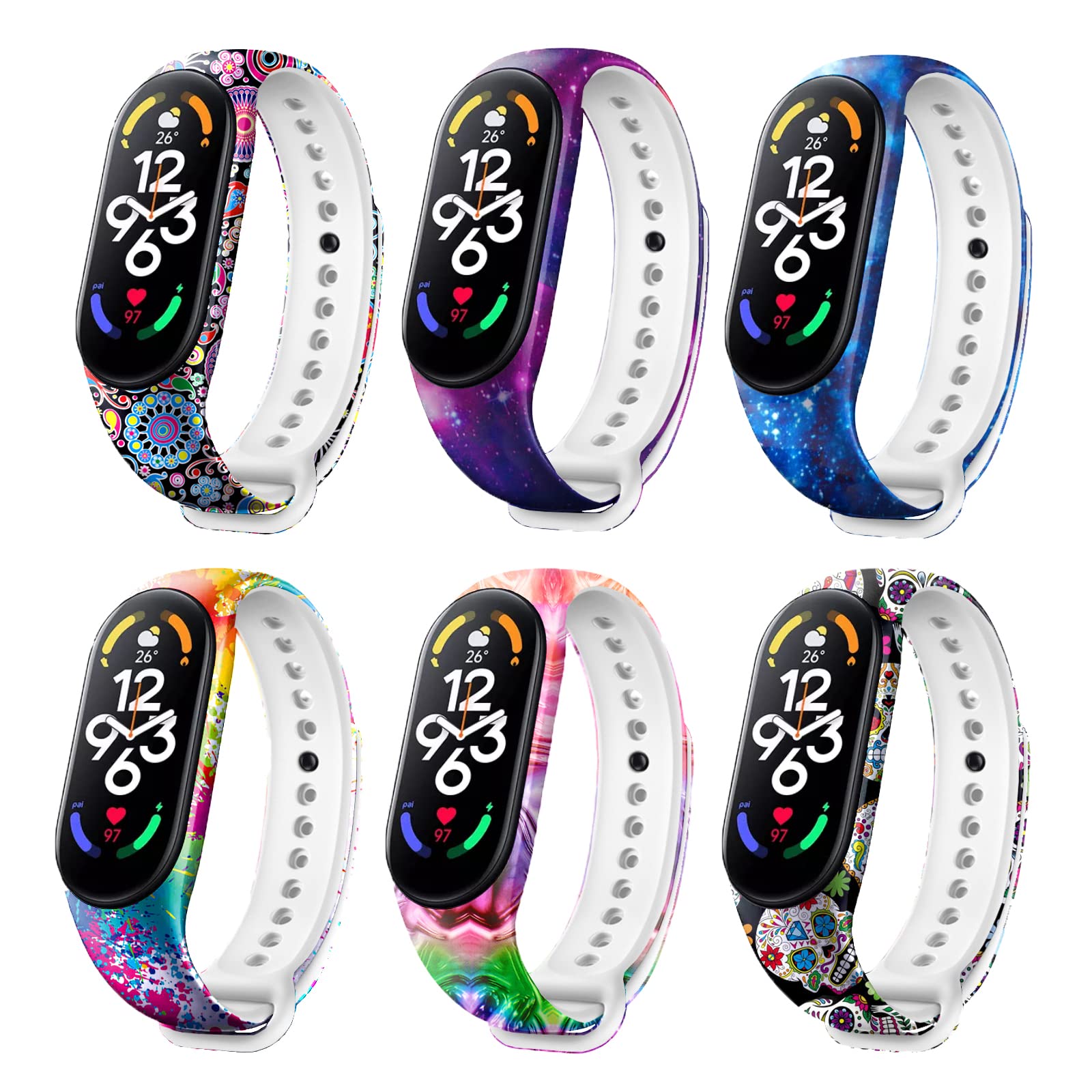 Bands Replacement for Mi Band 7 Strap Wristbands Compatible with Xiaomi Mi Band 7 Smartwatch Accessories Colorful Bracelet for Women Men Silicone Smart Watch Xiaomi 7 Wrist Band