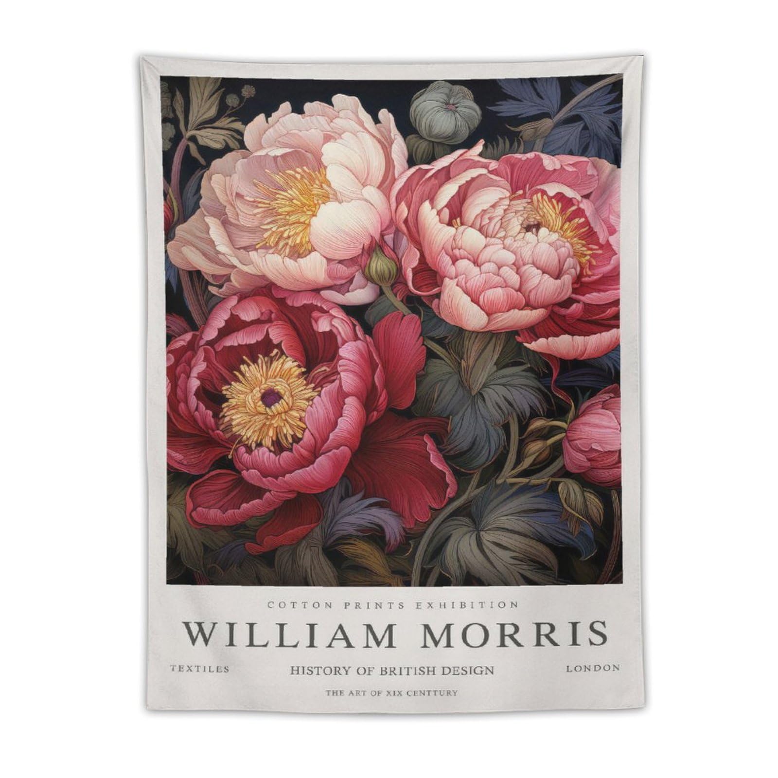 William Morris Vintage Pink Peony Floral Wall Art Poster Funny Tapestry Wall Art Print Gift Picture Painting Artwork Bedroom Home Decor 30"x40"