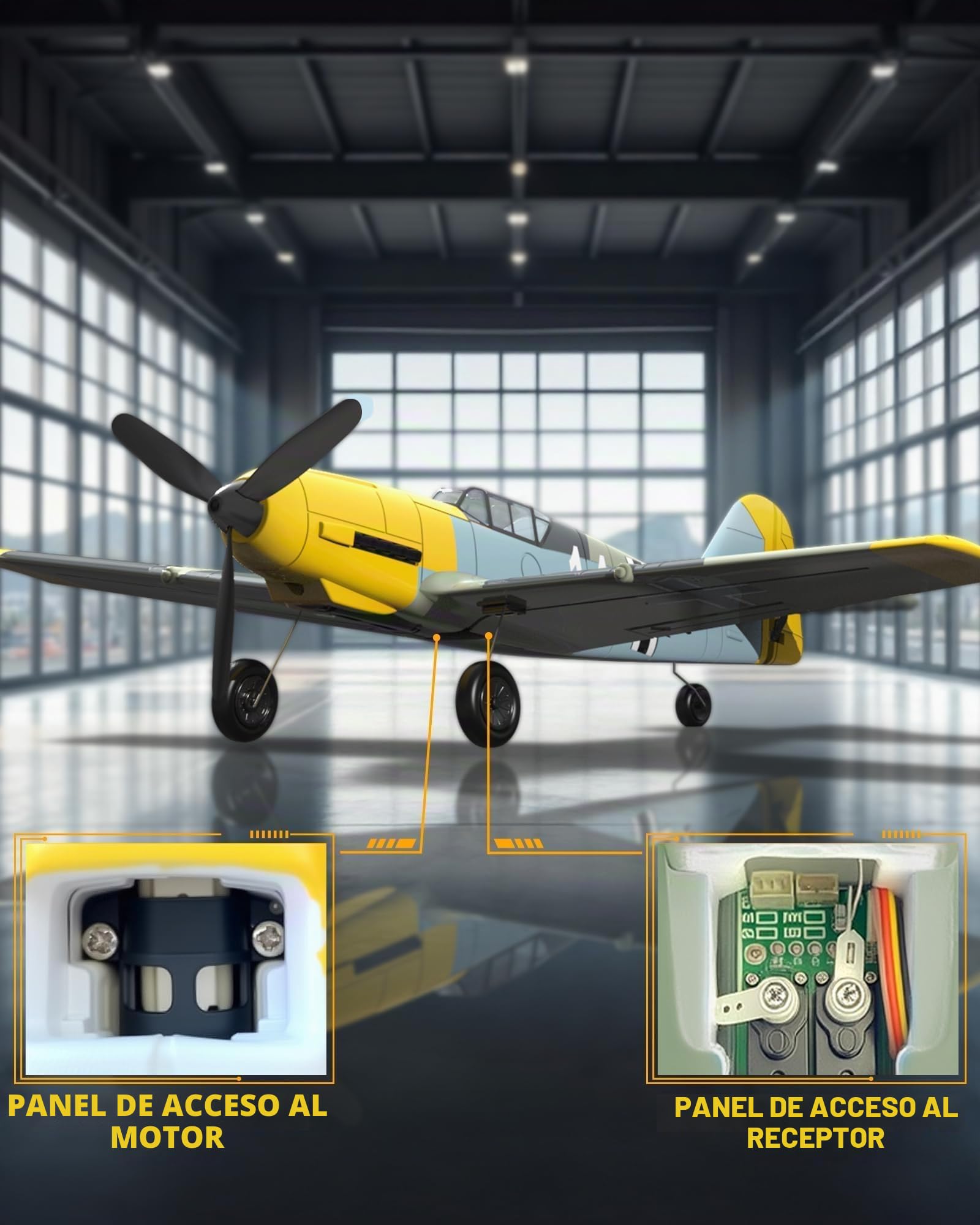 volantexrc Avión RC, Avión de Combate BF109 V2 con Radio Control de 4 Canales RTF, con Alerones, Giroscopio, Acrobacias y 3 Modos para Vuelo Fácil, Aeronave para Hobby para Principiantes y Adultos