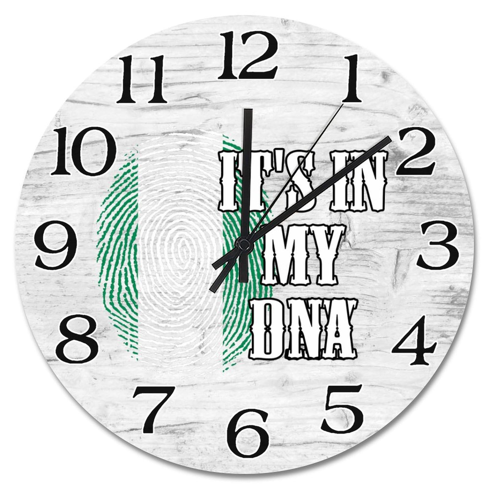 Horloge murale vintage drapeau Nigéria empreinte digitale 25cm