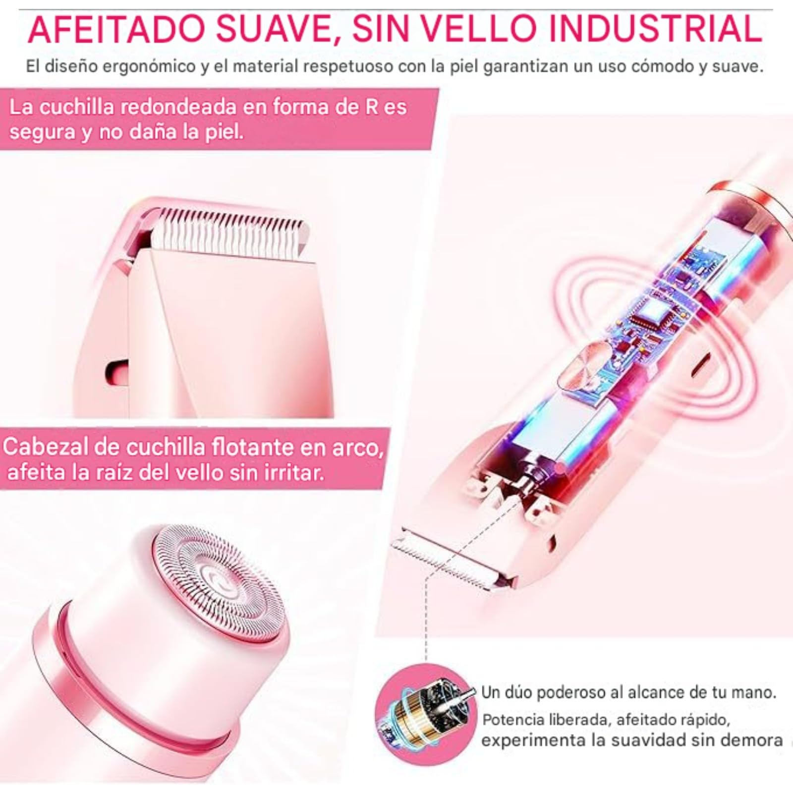 Razerly Maquinilla Mujer 2 En 1, Recortadora de Bikini con Cabezal Doble, Diseño Impermeable para Uso en Húmedo y Seco, Afeitadora Eléctrica para Zona Íntima, Axilas, Piernas y Piel Sensible (Morado)