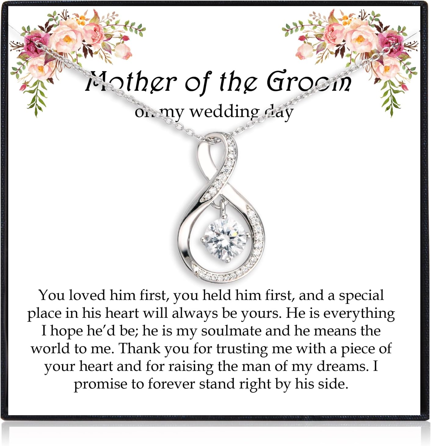 EPIRORA Gifts for Mom- Cubic Zirconia Love Knot Pendant Necklace for Mom/ Mother in Law/ Boyfriend's Mom/ Mother of the Bride/ Mother of the Groom, Dainty Jewelry Gifts for Wedding Birthday Christmas, 18"