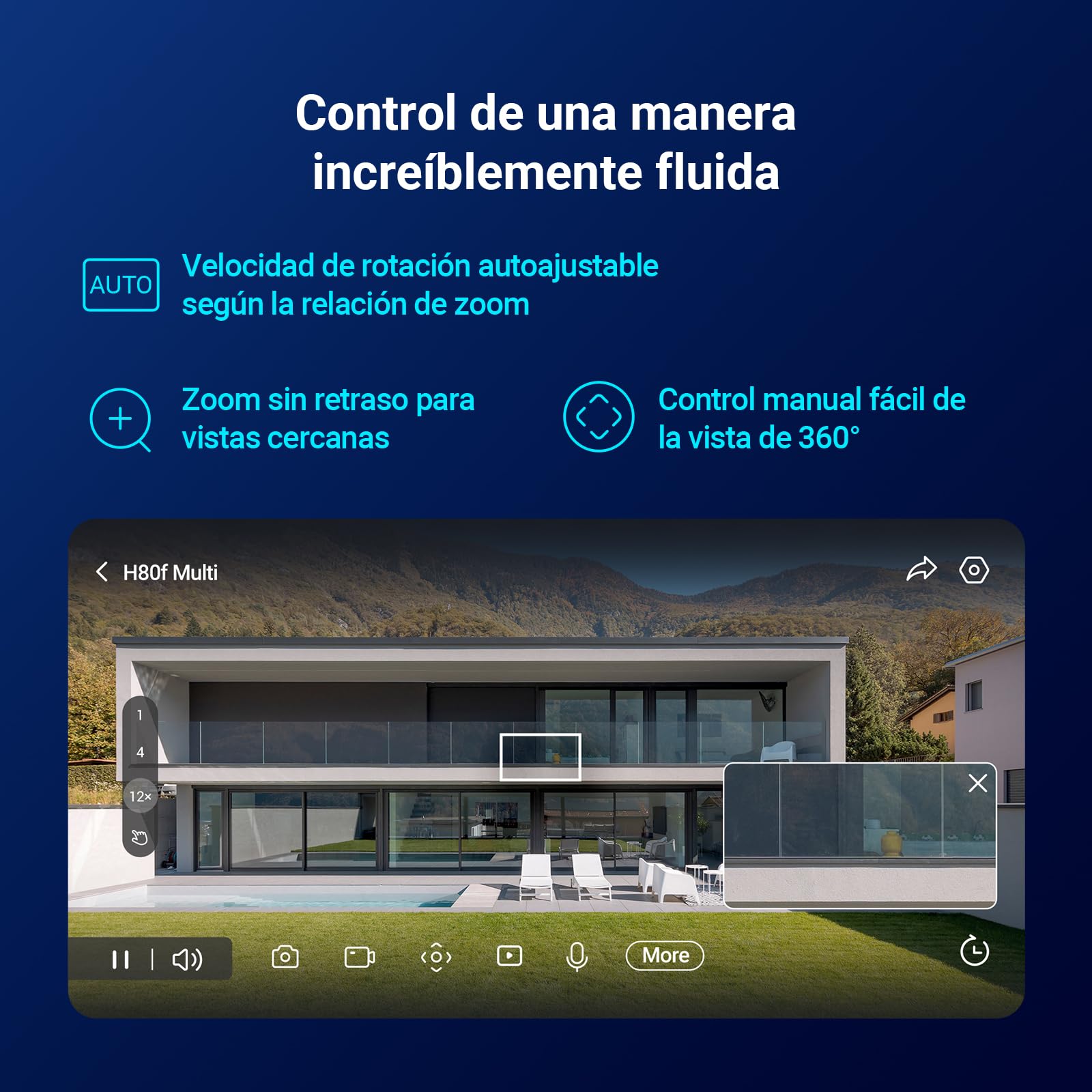 EZVIZ Cámara Vigilancia WiFi Exterior,12MP,Triple Lente,3 × 2K+ Cámara IP de Seguridad 360°,Visión Nocturna en Color,IA Detección Persona/Vehículo,12× Zoom,Sirena,Alexa,Impermeable,H80F Multi