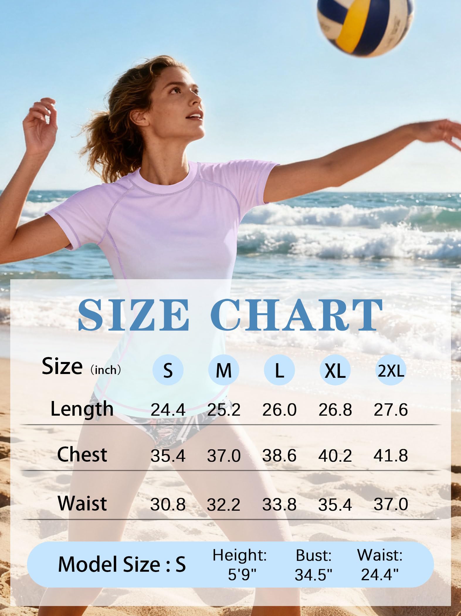 ANGEL CITIZ UV Shirt Damen Kurzarm Schwimmshirt UPF 50+ Rashguard Women Badebekleidung für Damen Surf Badeshirt S-XXL