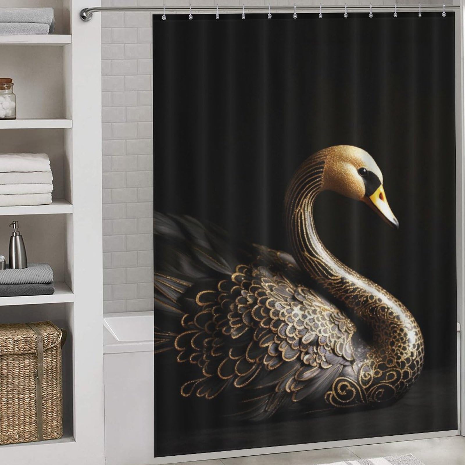 Rideaux de bain cygne haut de gamme décoration élégante de salle de bain