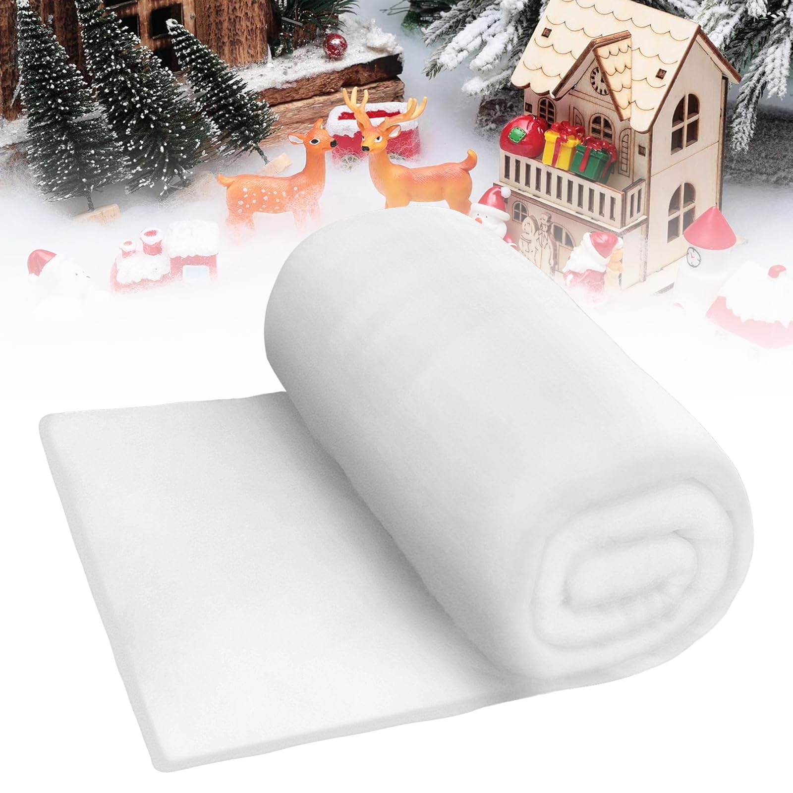 Artificial Snow Roll, Christmas Fake Snow Blanket Soft Large Snow Sheets White Photo Backdrop for Xmas Tree Decorations, 90 * 240cm