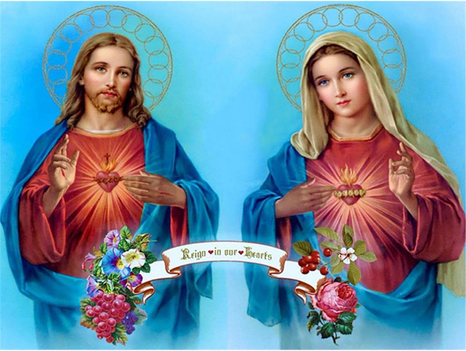 Zimal 5D Diamond Painting Full Drill Saint&Virgin Diamond Mosaic Round Rhinestones Pictures Diamond Embroidery Religion Icons 11.8 x 15.8 Inch