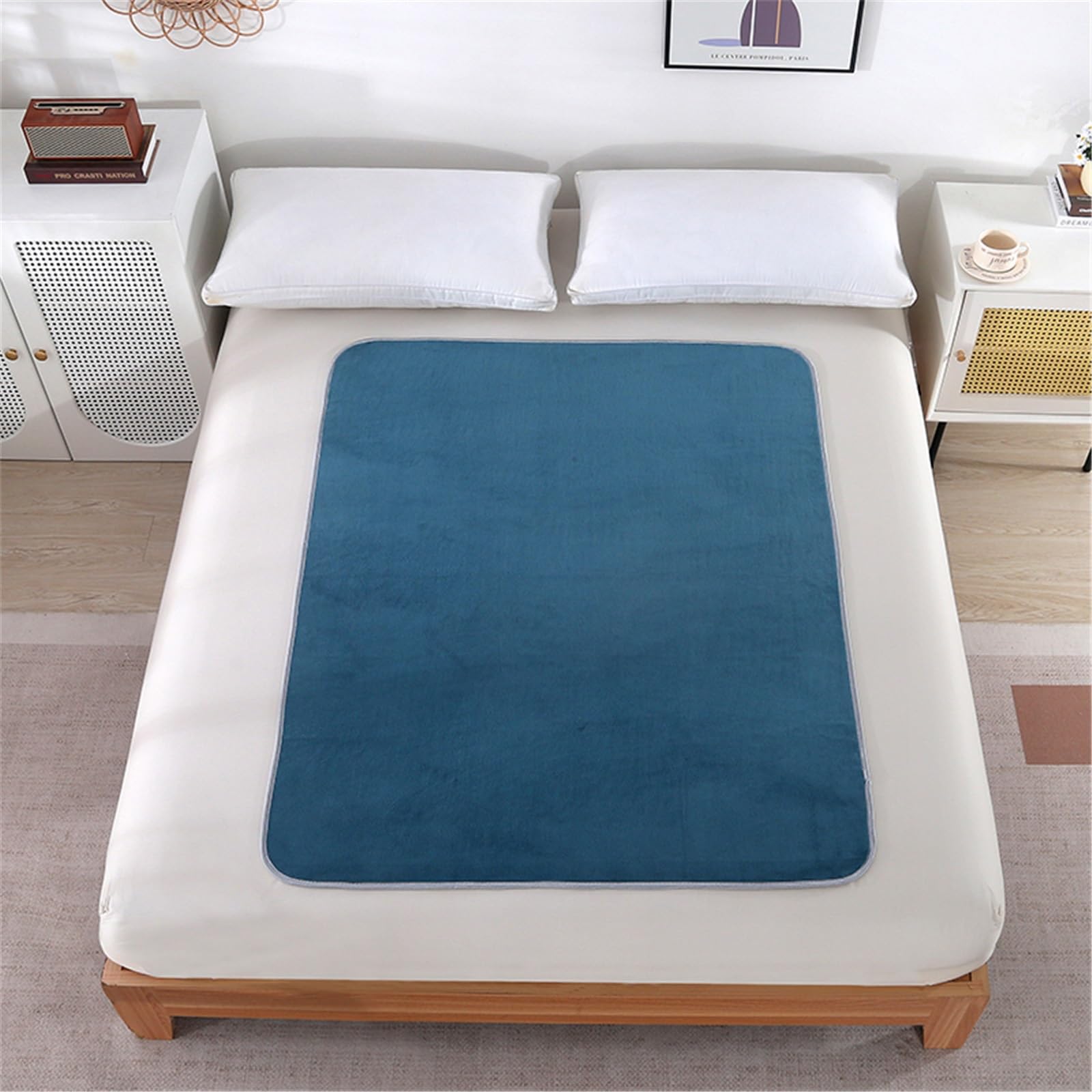Impermeables Empapadores Cama Adultos para Unisex Protector Colchon Protectoras Resistentes A La Incontinencia para Las Empapador Reutilizable(Azul,150 * 200cm)