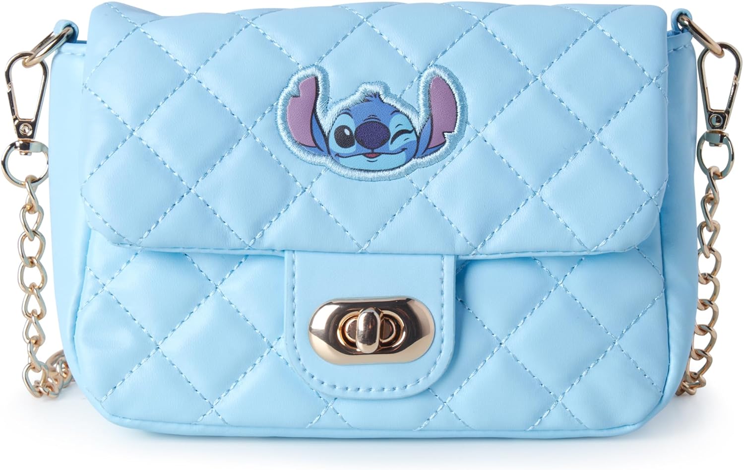 Fast Forward Disney Stitch Crossbody Bag - Quilted Mini Purse and Shoulder Sling Crossbody Bag for Girls, Size One Size, Stitch Blue Flap