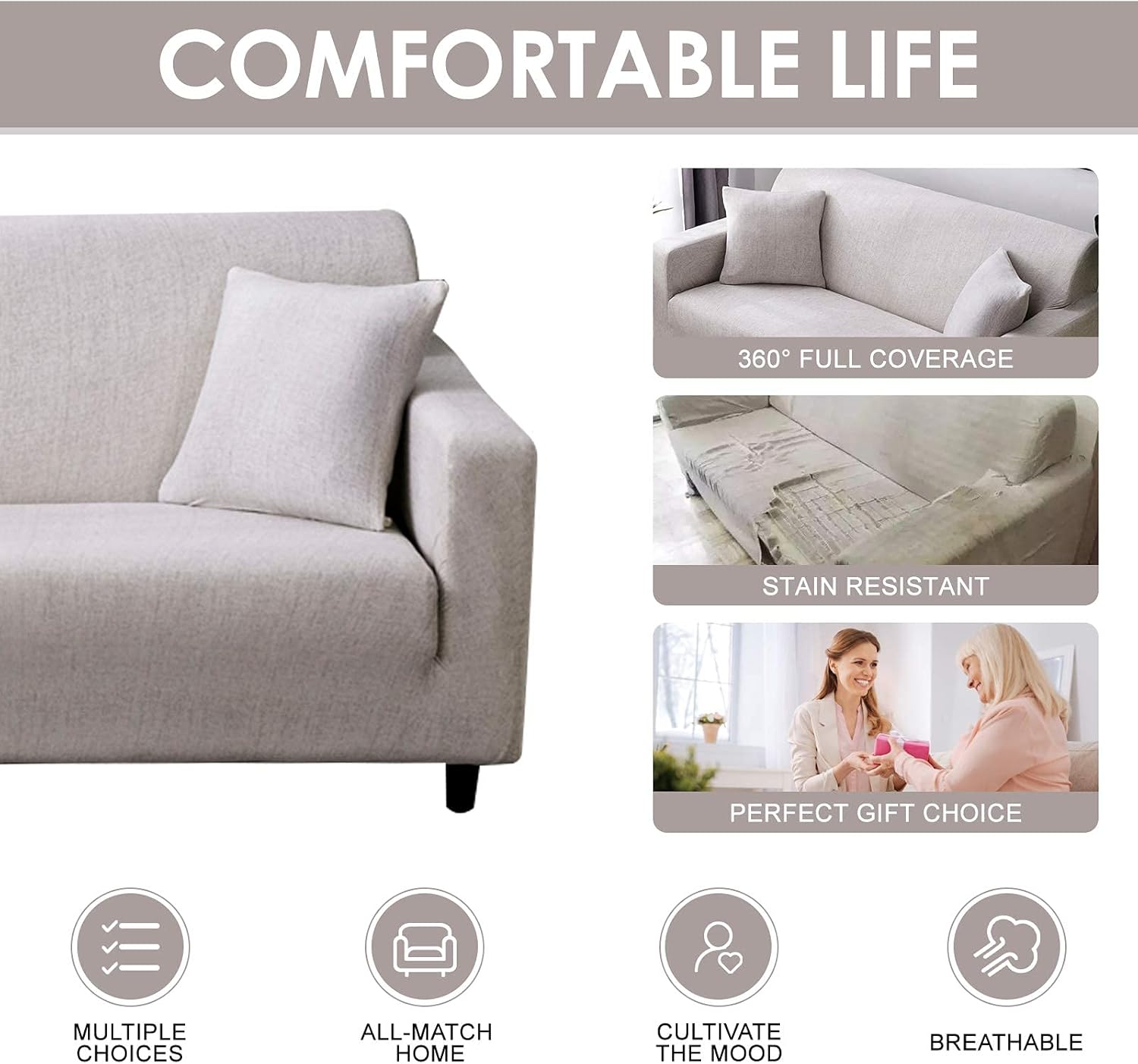 JOYDREAM Stretch 3 Seater Sofa Covers Elastic Sofa Slipcover Printed Couch Cover Universal Couch Slipcovers with 1 Pillowcase, not Solid Color: Kitchen & Dining