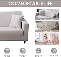 Vista 5 de JOYDREAM Fundas elásticas para sofá de 3 plazas, funda elástica para sofá impresa, funda universal para sofá con 1 funda de almohada, no color sólido