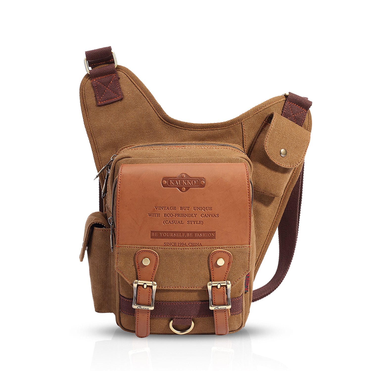 FANDARE Nuovo Vintage Sling Bag Monospalla Borse a Spalla Zaino Tracolla Crossbody Bag Hiking Bag Ciclismo Borsello Marsupio Zainetto Uomo Zaino Tela Khaki B
