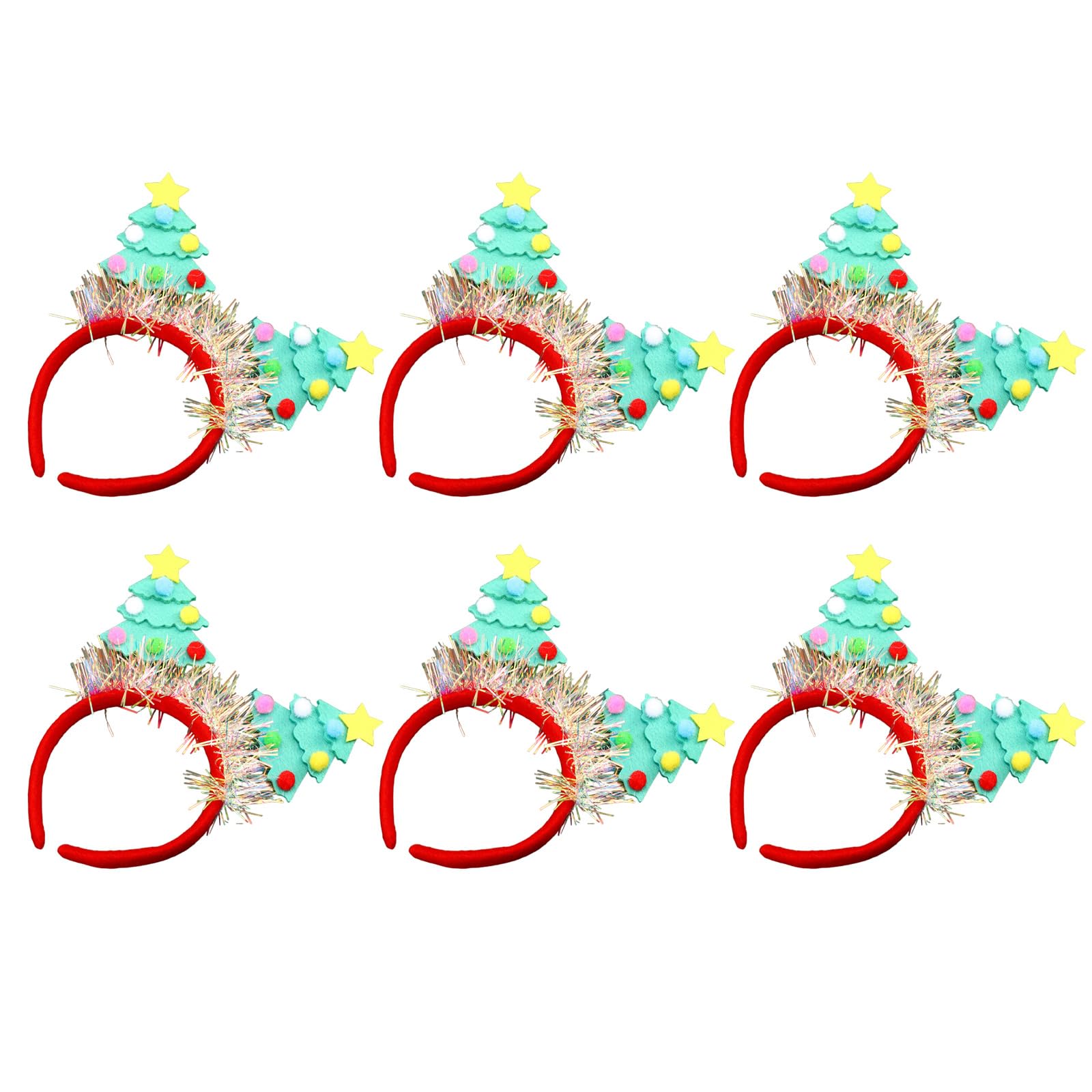 Jazuaiao 6lots Reusability Santa Headbands Unisex Christmas Headpiece Sweet Simple Styles for Joyfulness Celebration and Kids Christmas Headbands