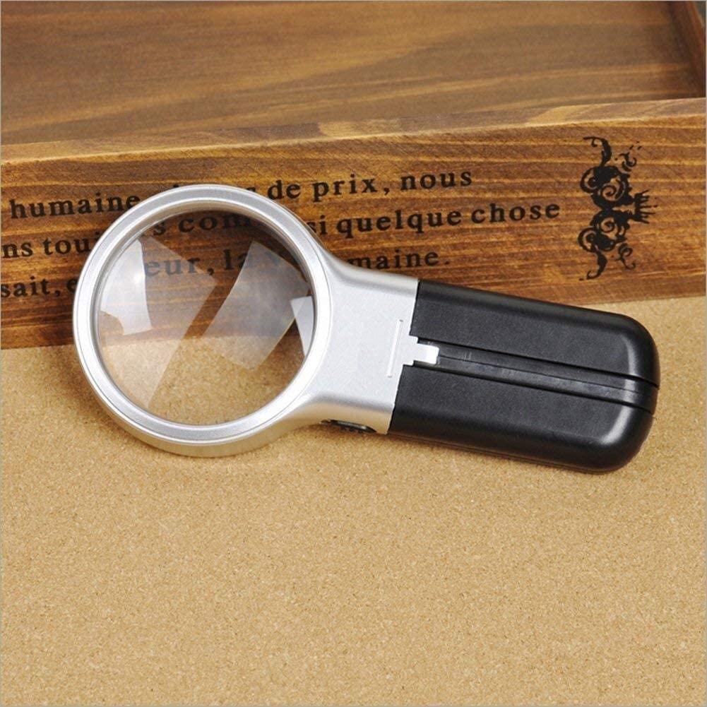 Magnifying Glass Handheld Reading Magnifier Vision Assist 3X, Desktop Dual LED Lights, HD Magnifier Lighting Reading Newspaper, Stationery Office Supplies Magnifying Glas