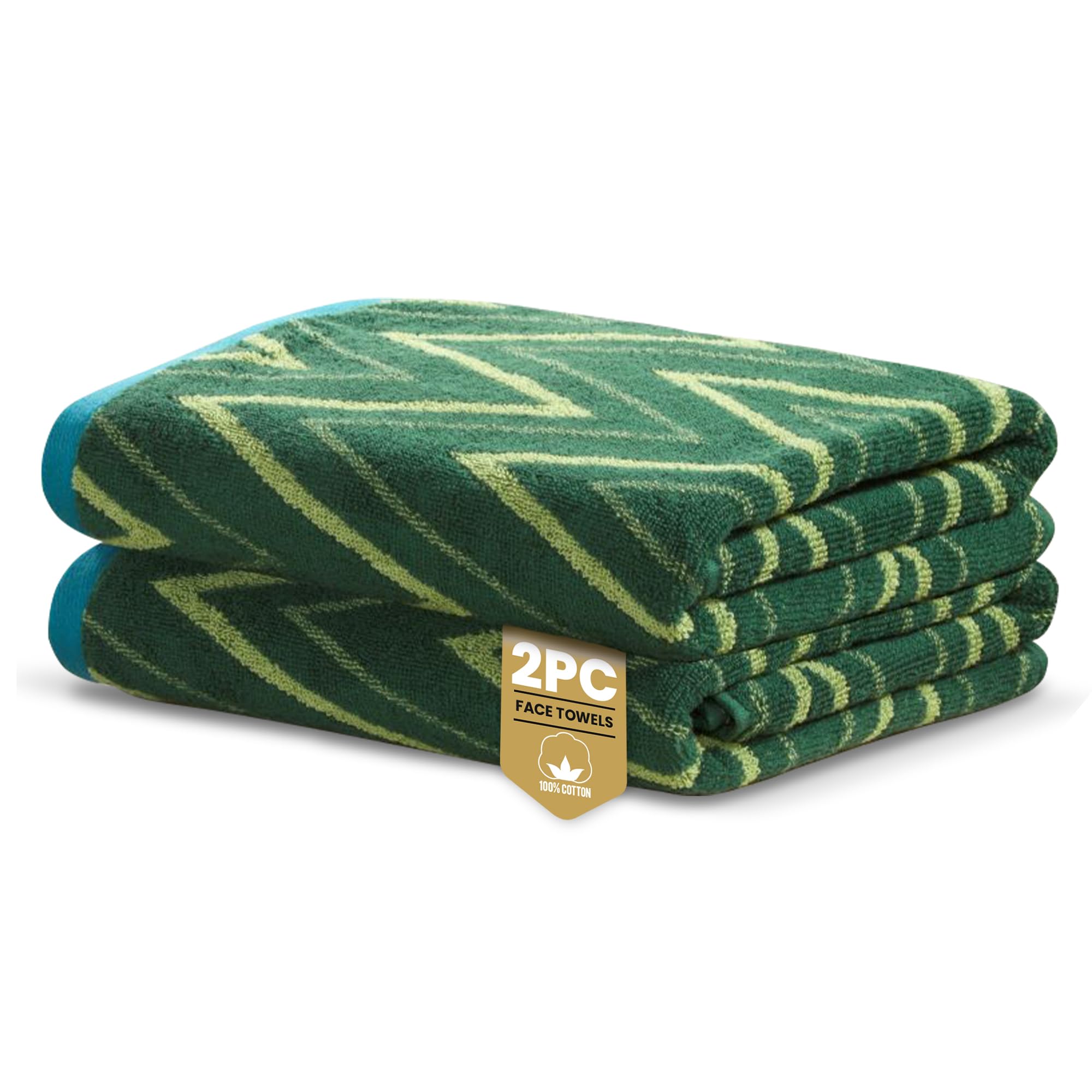 Rapport Home Helix Face Towels 2 Pack | Moss Green | 30x30cm | Luxurious 500GSM 100% Cotton | Oeko-Tex Certified Soft & Absorbent