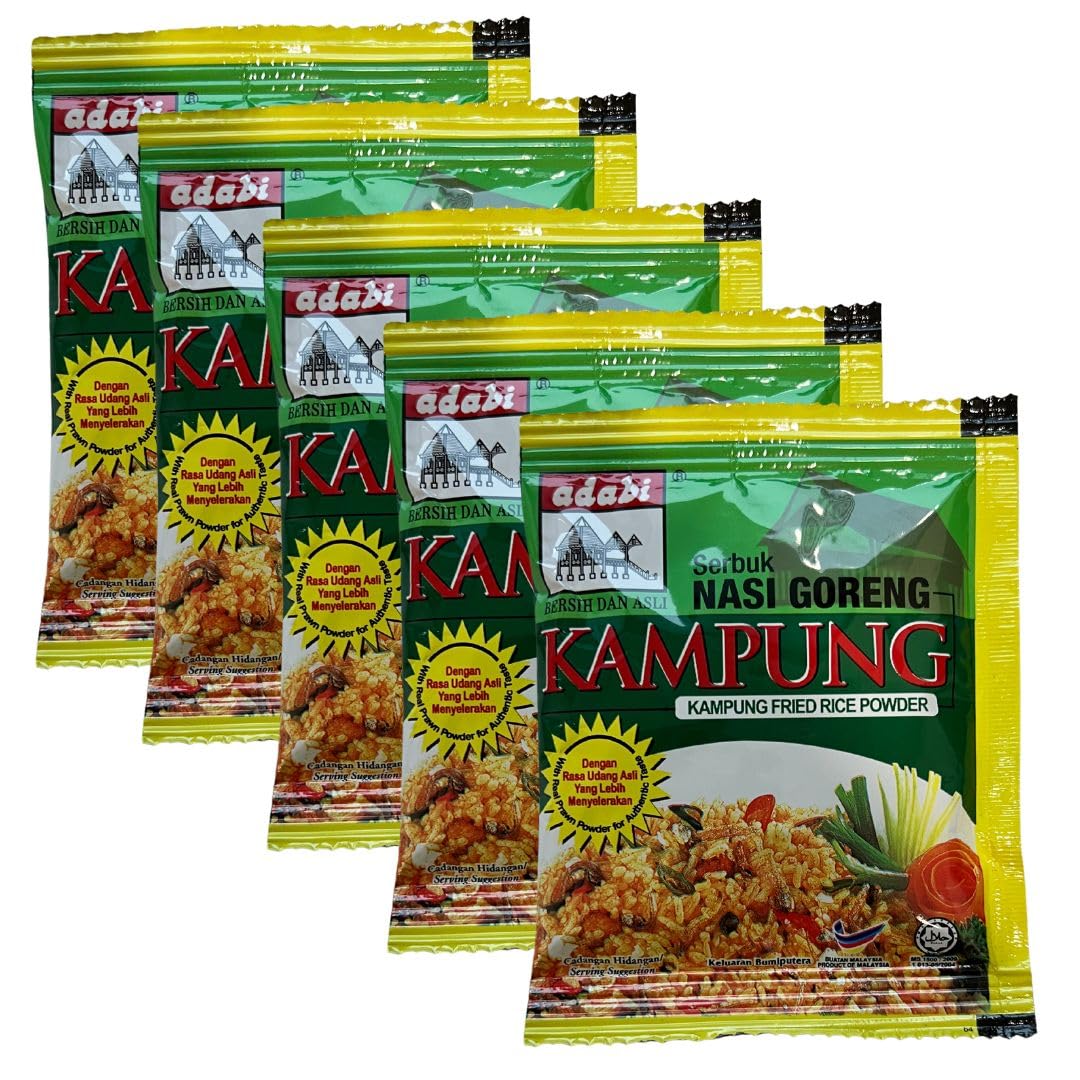 Adabi Serbuk Nasi Goreng Kampung – Lote de 5 Sobres 17g – Condimento para Arroz Frito Estilo Kampung – Mezcla Tradicional Malaya