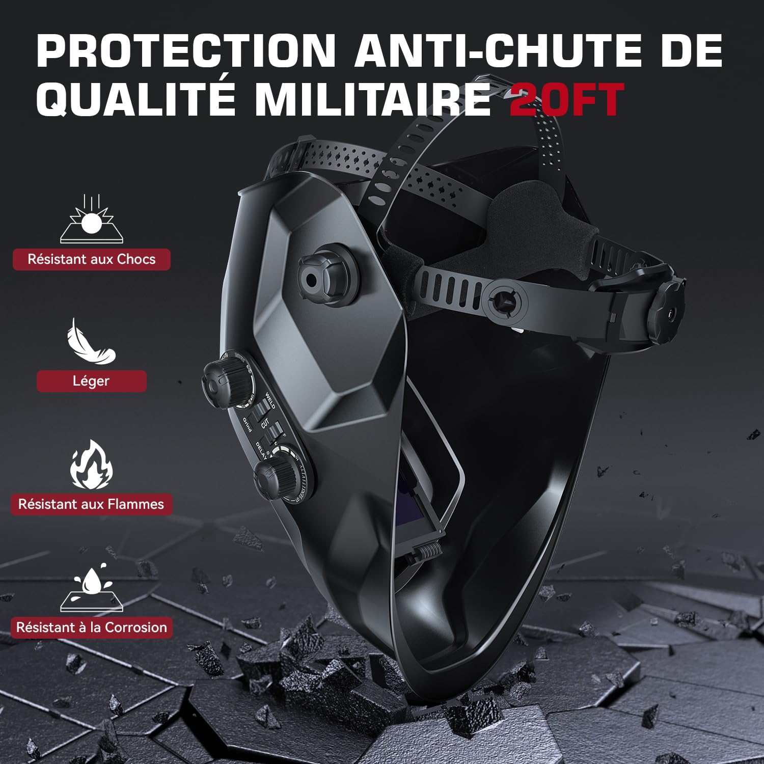 ARCCAPTAIN Masque de Soudeur Automatique 100 x 93 mm Avec Grand Champ de Vision, Couleur Réelle Entièrement Automatique, Casque de Soudeur Avec Couleur Véritable, Large Ombre 4/9-13 Pour MIG, TIG, ARC