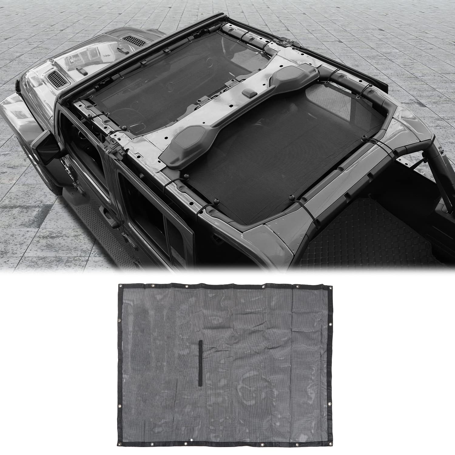 JWWY for Jeep JL Sun Shade Mesh Sunshade Top UV Sun Protection for 2018-2022 Jeep Wrangler JL JLU 4 Door Unlimited, Black,2PCS