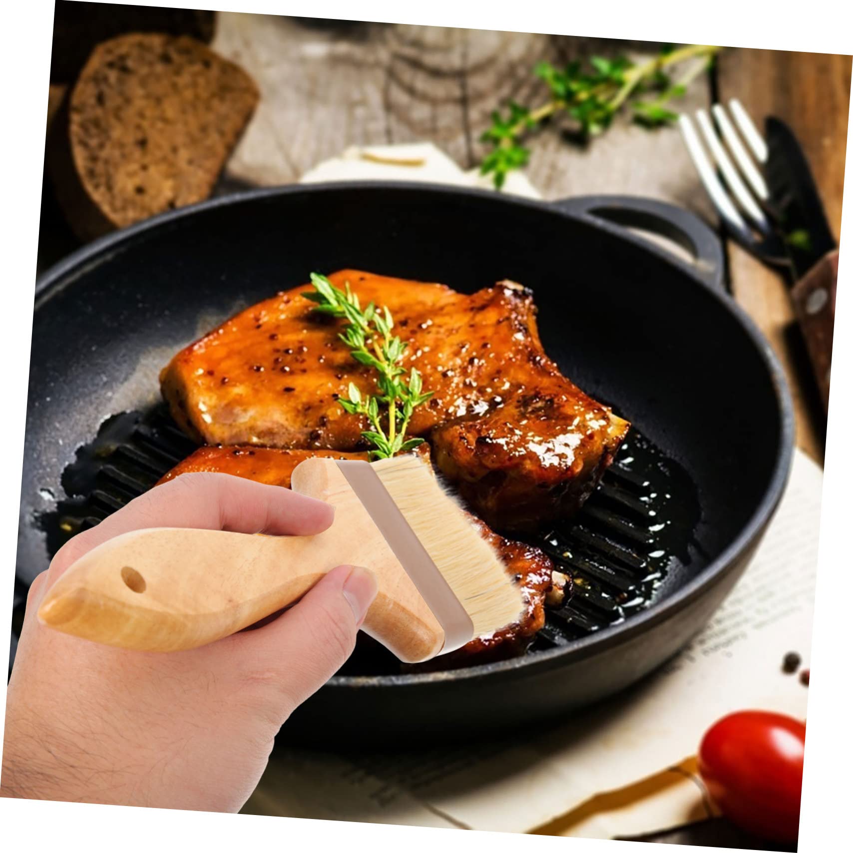 ABOOFAN 3Pcs Portable Basting Brush Natural Bristle Sauce Brush with Wooden Handle for Bbq Baking and Cooking Easy to Clean and Store Lightweight Kitchen Tool