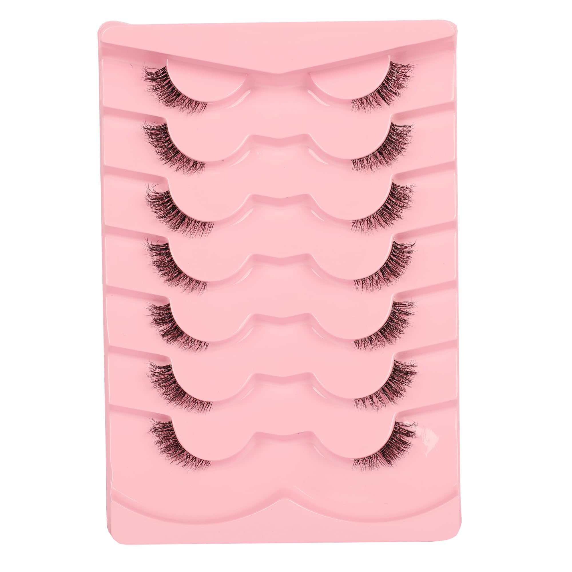 Gmagictobo False Eyelashes Short Natural Half Eyelashes Wispy Clear Band Cat Eye Lashes Pack 3D Faux Mink 3/4 Lashes