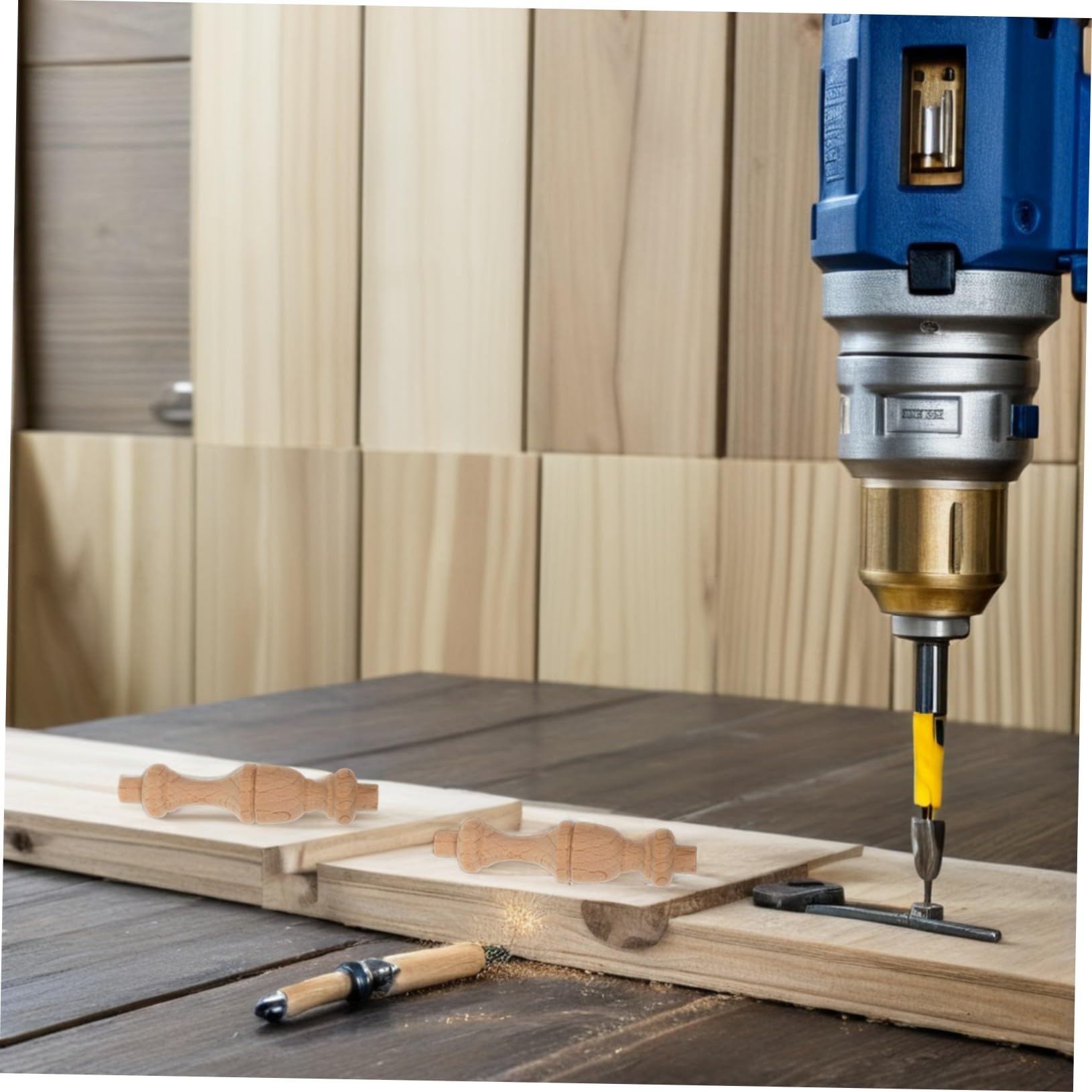 OUNONA 12 Stück Kleiner Römische Holzsäulen zur Dekoration von Möbeln und Treppen Elegante Selbstgemacht Holzpfosten mit Glatten Oberflächen in Khaki Einfache Montage für Innen