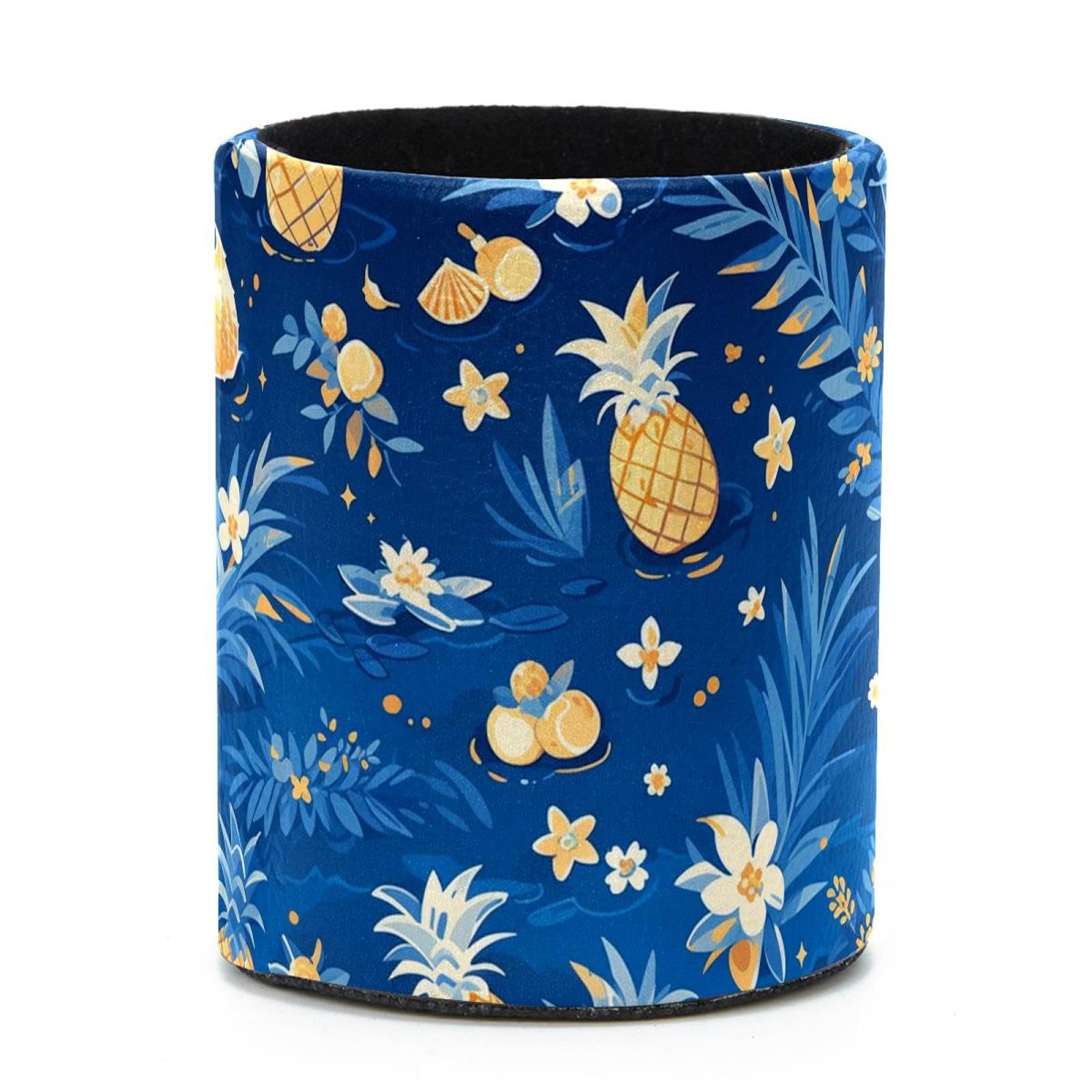VAPOKF Round Pencil Holders for Desk, Tropical Pineapple Pen Holders Pen Pot Makeup Brushes Storage Desktop Stationery Supplies Organiser for Home Office