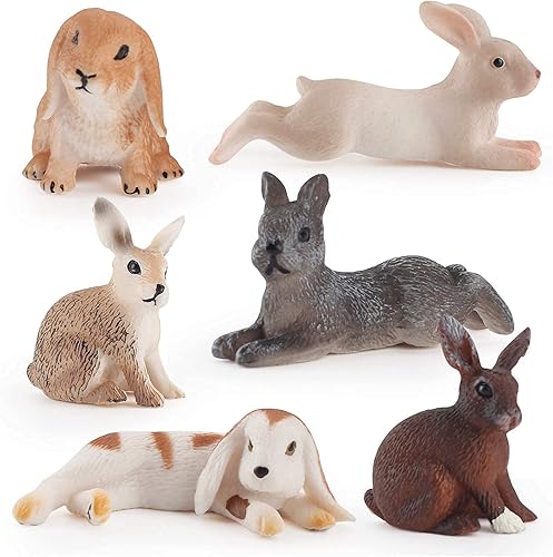 Miniatura 8 de Figuras de conejito para niños, 8 piezas para decoración de pasteles, figura de conejo, decoración de pasteles, suministros de fiesta de cumpleaños,