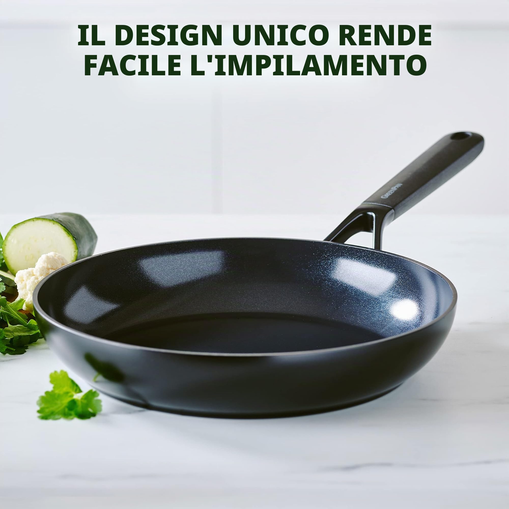 GreenPan SmartShape Padella Wok in Ceramica Sana Antiaderente da 28 cm, Senza PFAS, Adatto all'Induzione, Sicuro al Forno, Lavabile in Lavastoviglie, Nero