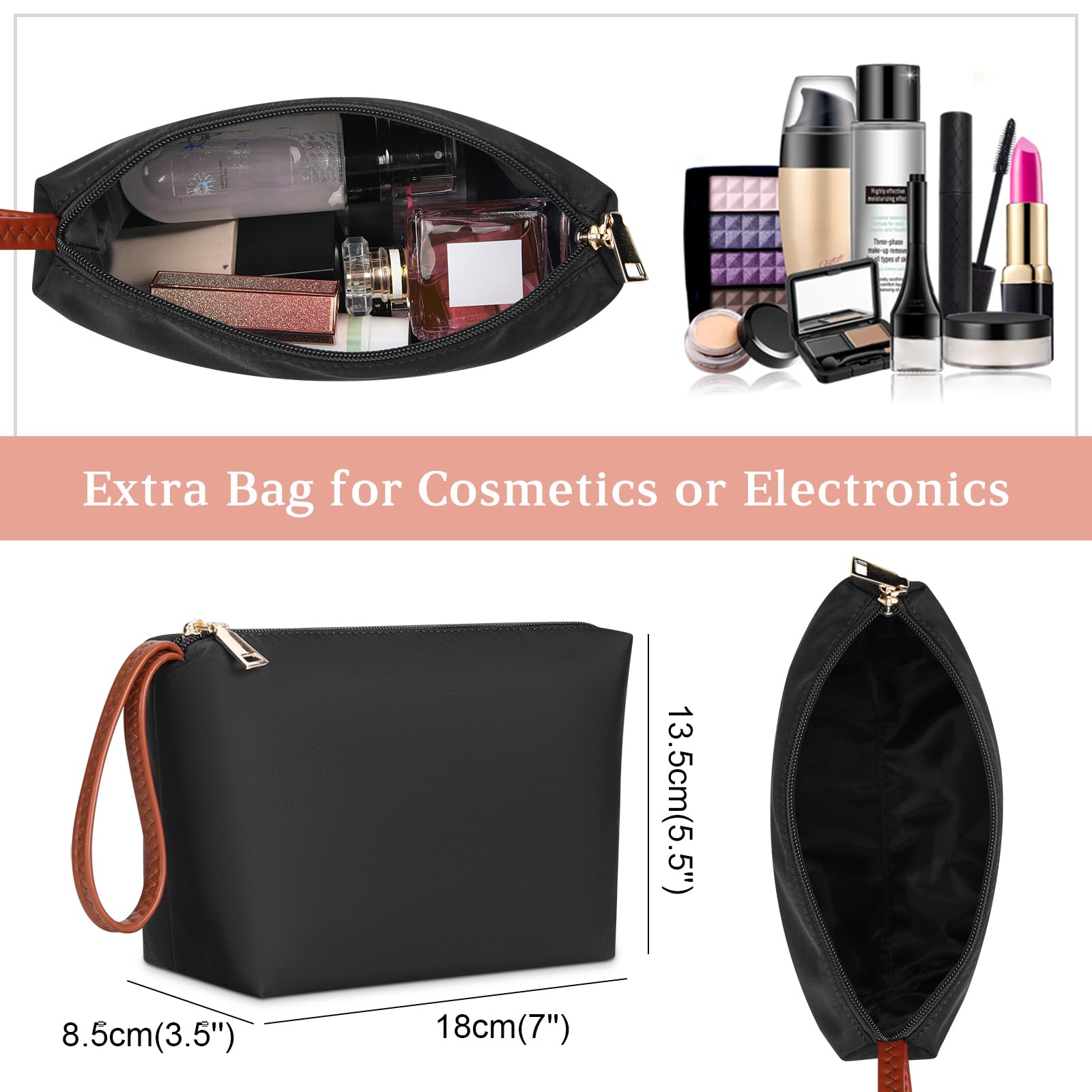 KTMOUW Shopper damska duża torba na laptopa o przekątnej ekranu 15,6", wodoszczelna, biznesowa, do szkoły, na laptopa, torba na ramię z przyłączem USB, czarny, Retro