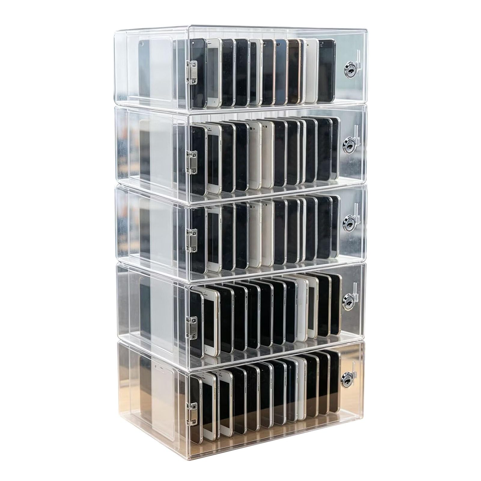 Un Unico Strato, Un Unico Lucchetto Scatola Per Cellulari In Acrilico Trasparente Armadietti Per La Gestione Dello Spazio Di Archiviazione Per Scuole Aziende E Fabbriche(50bits)