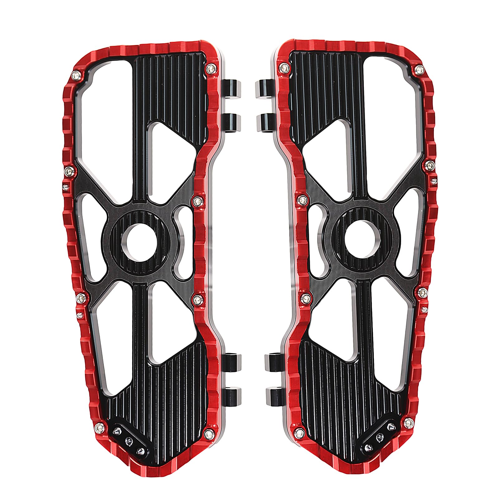 Motorcycle Driver Floorboards Footpegs Compatible For Harley Touring Street Glide 1996-2023 (Black Red, Front Floorboards)