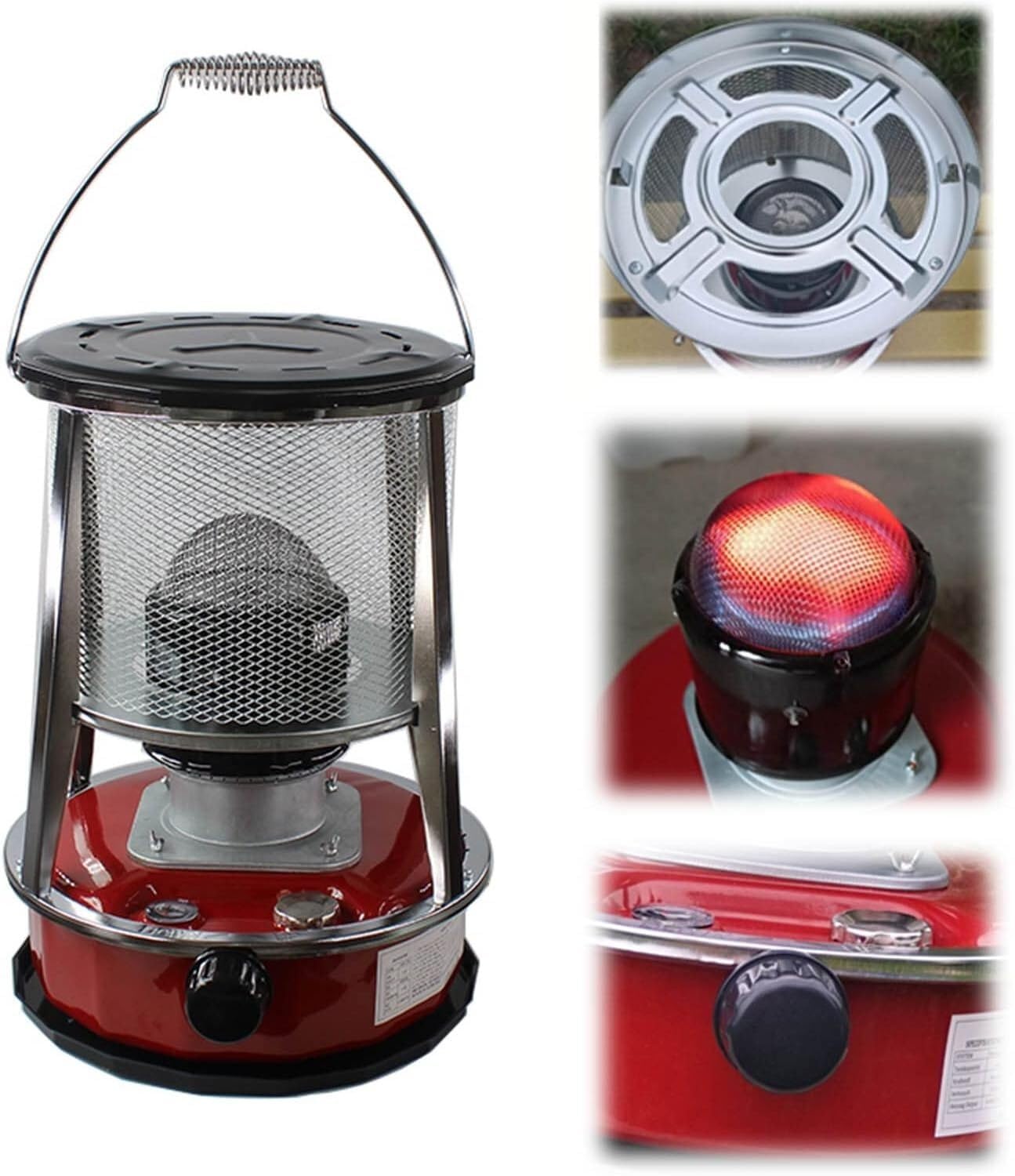 Piece na naftę do użytku w pomieszczeniach przenośny grzejnik 4,6L/6L konwekcyjne grzejniki olejowe nieelektryczna kuchenka do gotowania na zewnątrz Camping(Red (4.6L))