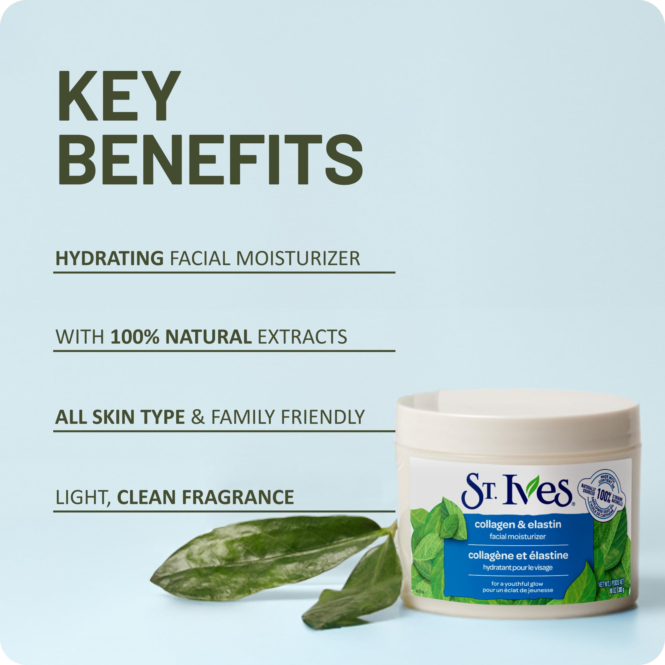 St. Ives Renewing Collagen & Elastin Face Moisturizer, Daily Hydrating Cream with 100% Natural Safflower Seed Oil for Smooth, Youthful Skin, 10 oz Product Image 5