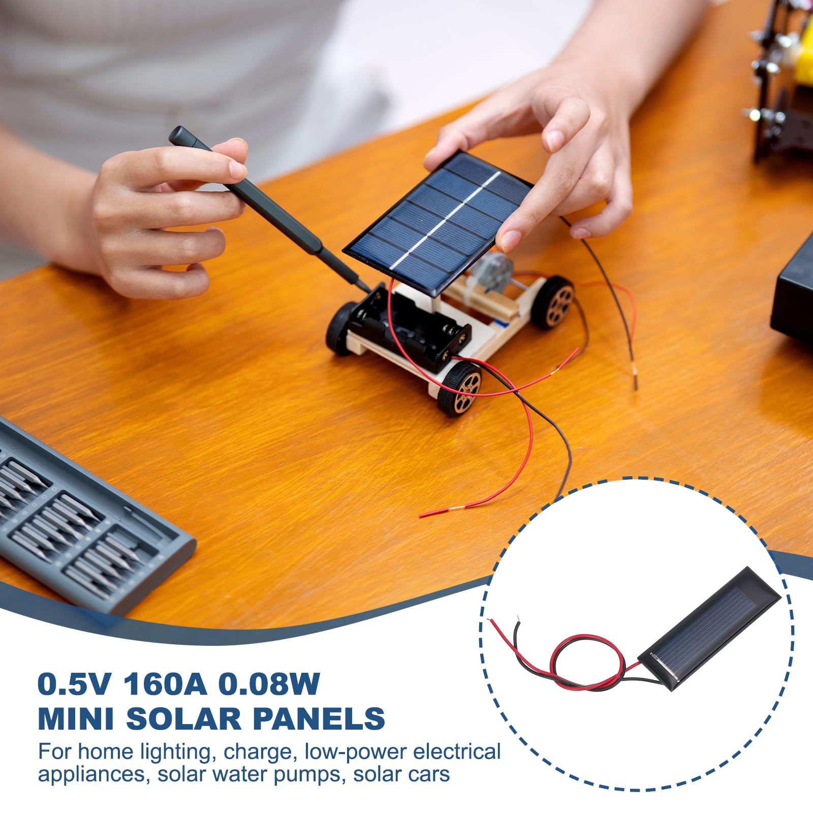 QUARKZMAN 5er-Pack Mini Solarpanel 3V 0,63W 210mA – Polykristallin Mit Kabeln, 70x70 Mm, Für DIY Projekte & Spielzeug