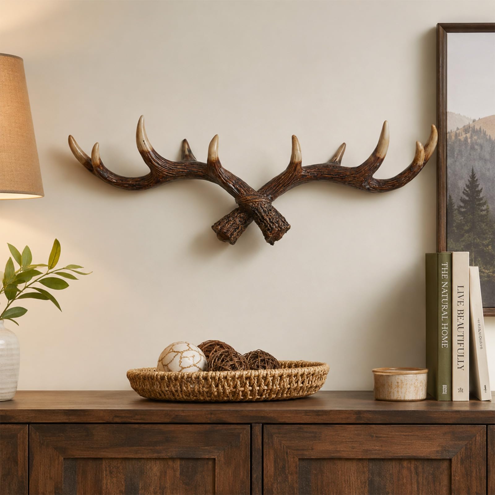Perchero Montaje en Pared Forma de Astas de Ciervo de Resina Vintage para Colgar Toallas y Llaves Diseño Rústico para Baño y Entrada
