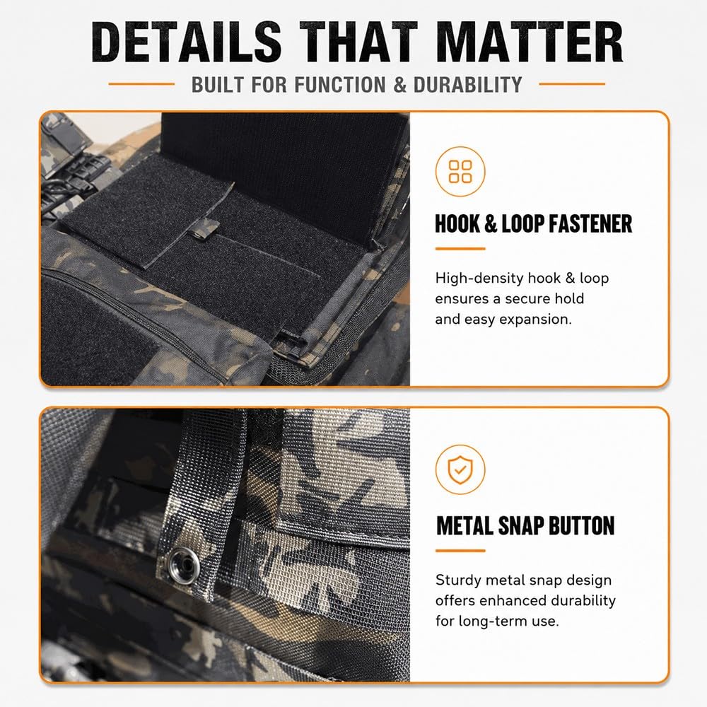 Taktische MOLLE Weste Mit Mehreren Taschen, Verstellbares Leichtes Chest Rig Aus 1000D Polyester Outdoor Ausrüstungsweste Für Wandern Angeln Jagd Und Freizeitaktivitäten