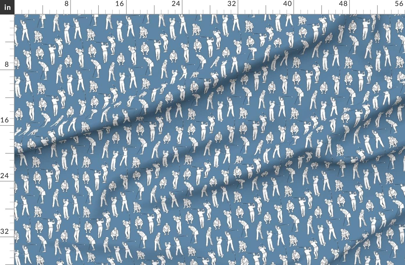 Spoonflower Fabric - Golf Medium Blue Golfing Ball Balls Sports Womens Clubs Club Country Printed on Organic Cotton Sateen Fabric by The Yard - Sewing Quilting Apparel Home Decor