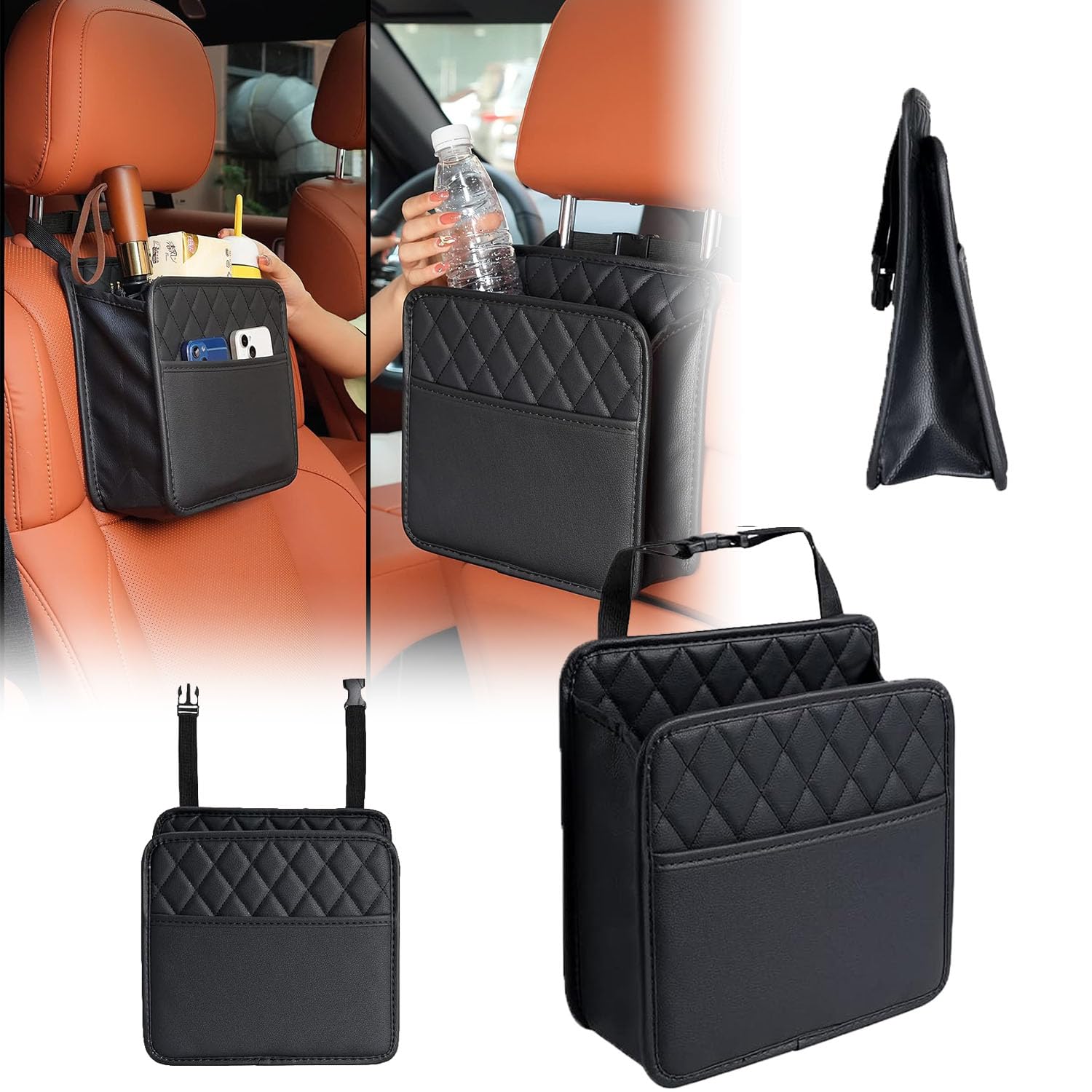 Car Trash Can for Suzuki Ciaz/Alivio, Hanging Car Trash, Foldable Car Bin Bag