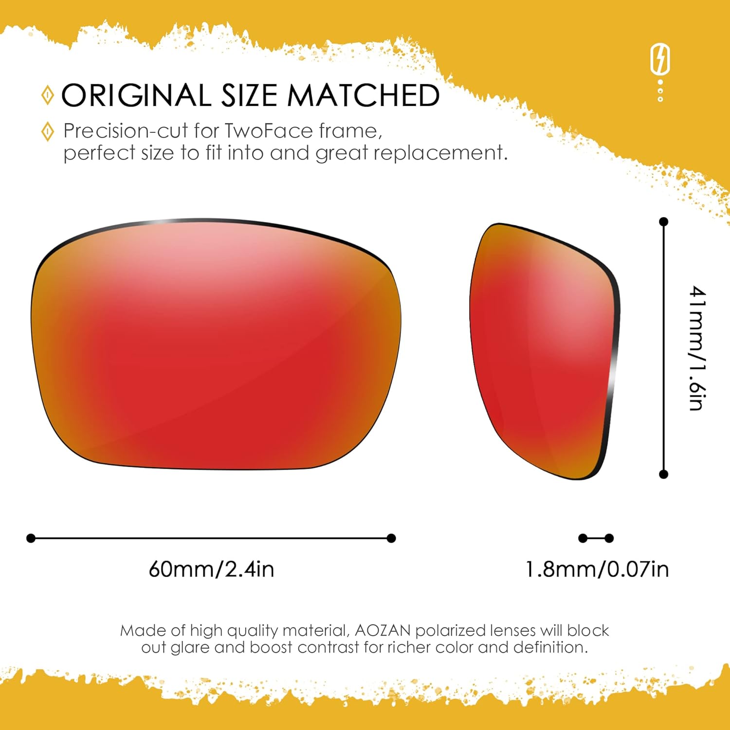 ANSI Z87.1 Replacement Lenses For Oakley TwoFace OO9189 Sunglasses - Electric Crimson