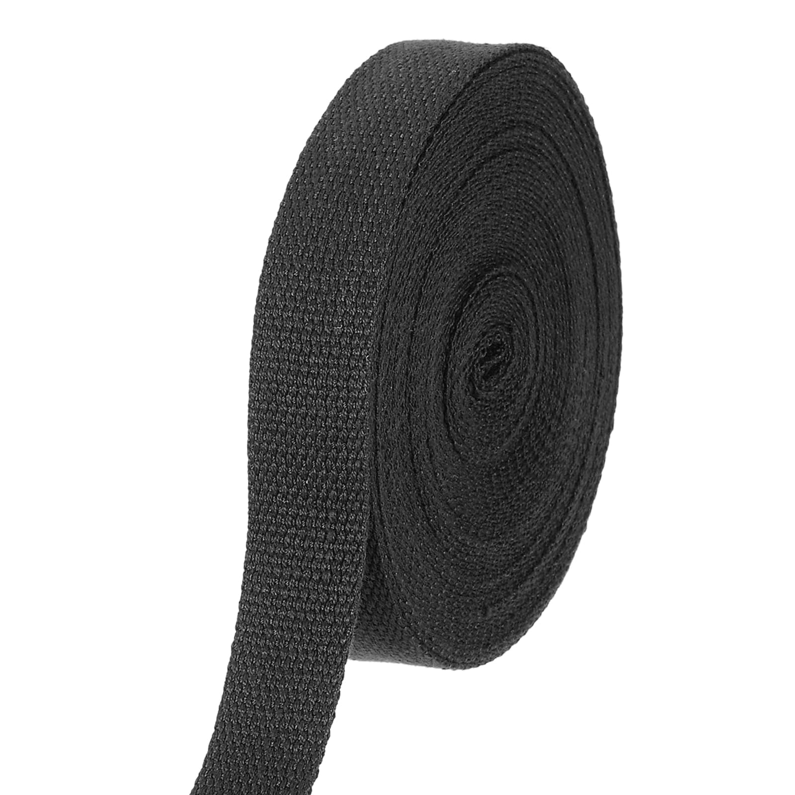 sourcing map Cotton Webbing 1 Inch 11 Yard Polyester Cotton Weave Webbing Strap Twill Tape Ribbon for Arts and Crafts Webbing Tote Bag Handles Cloth Belt Making Outdoor Supplies, Black