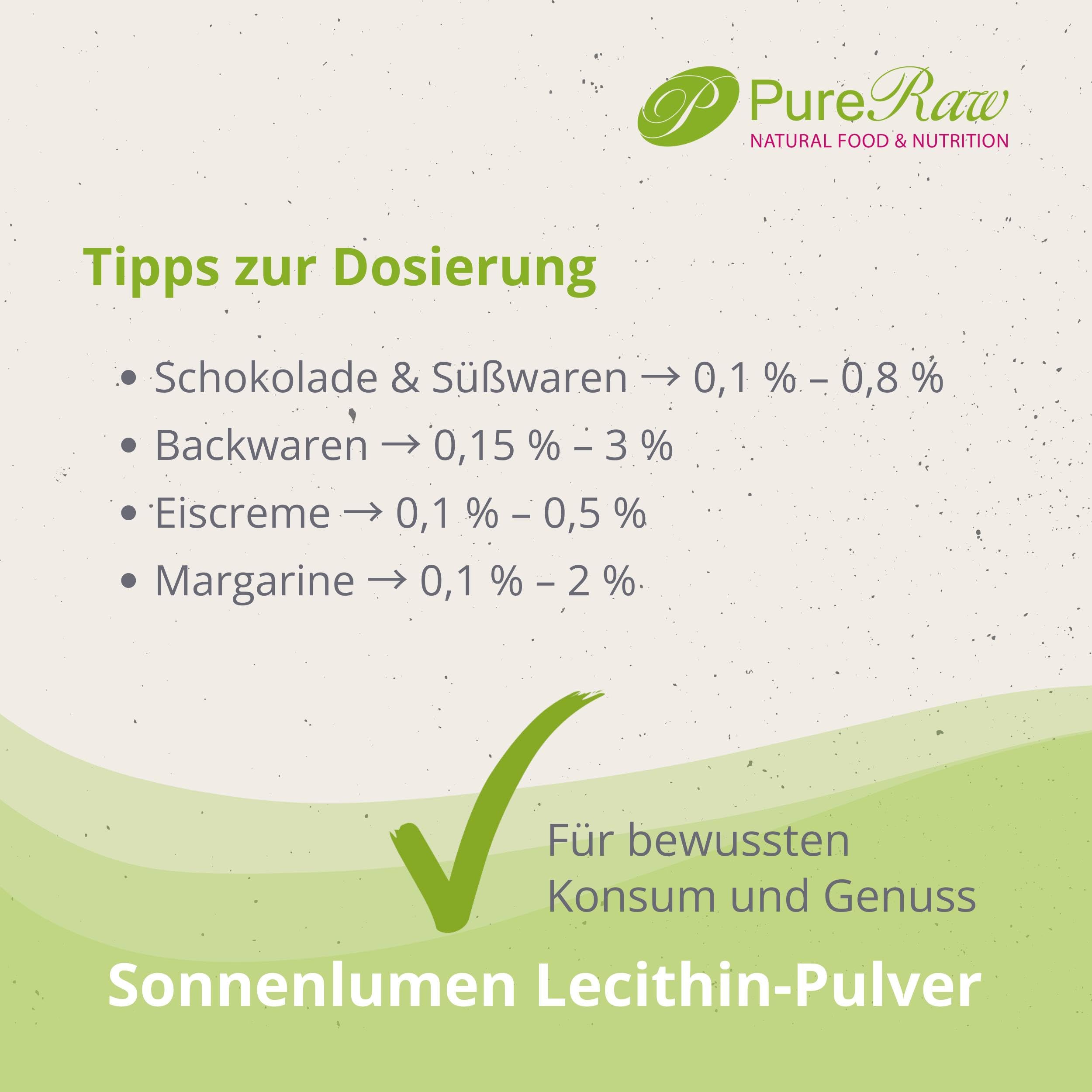 Sonnenblumen Lecithin Pulver zum Kochen & Backen - Sonnenblumenlecithin Pulver, Veganes Cholin Emulgator Feines Granulat - Sunflower Lecithin Powder I PureRaw 190g