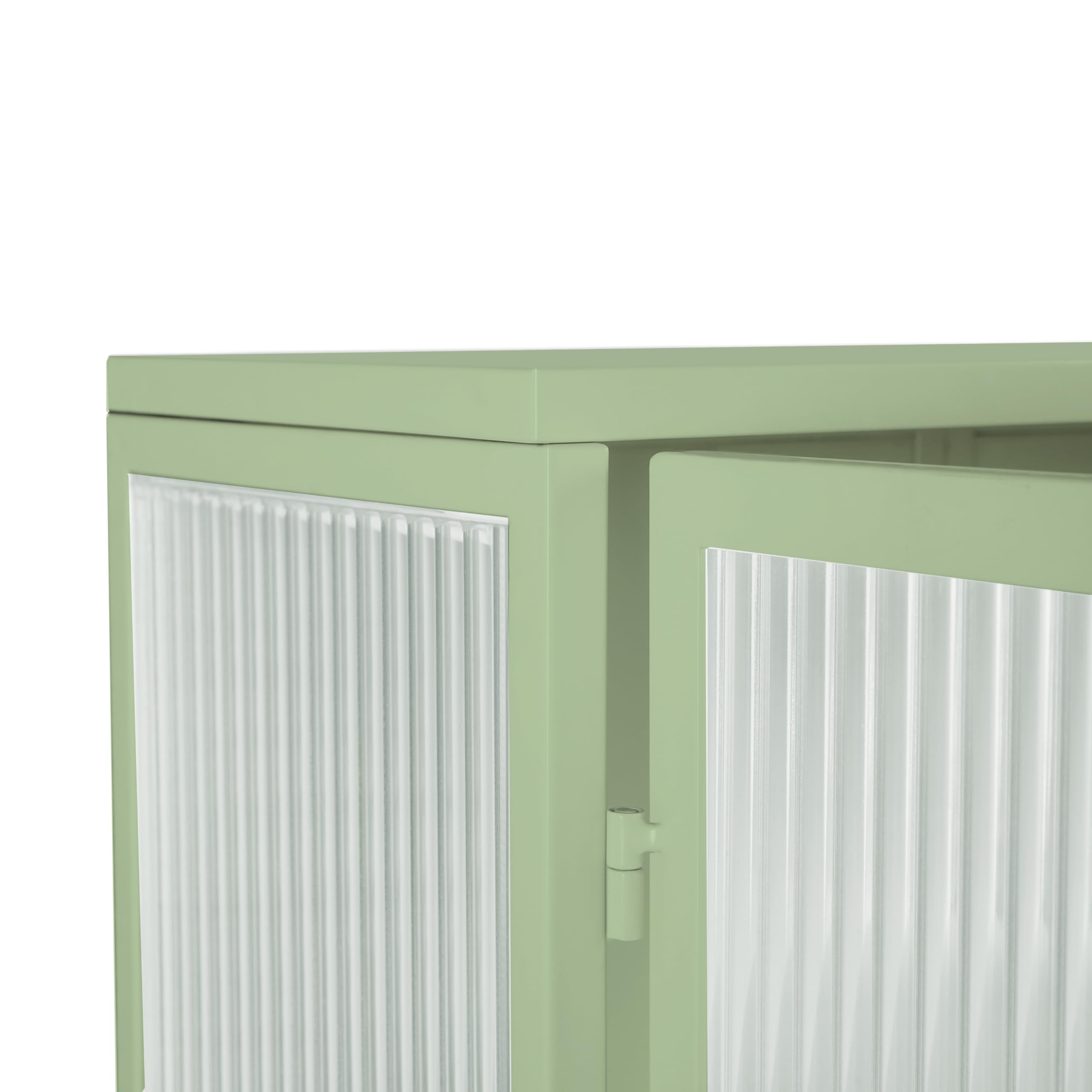 Moderner Hängeschrank Küchenschrank Wandschrank mit 2 Glastüren, Metal und Glas Badschrank Sideboard Hängend Medizinschrank mit Offener Stauraum und Handtuchhalter für Küche Bad, Grün, 60×23×78cm