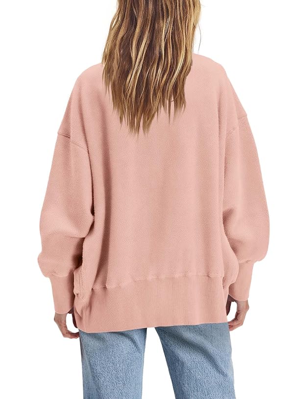 ReachMe Womens Fall Oversized Sweatshirt Cardigan Button up Lightweight Cardigan Long Sleeve Open front Jacket with Pockets(Dusty Pink,M) by ReachMe - Used condition - Image 5