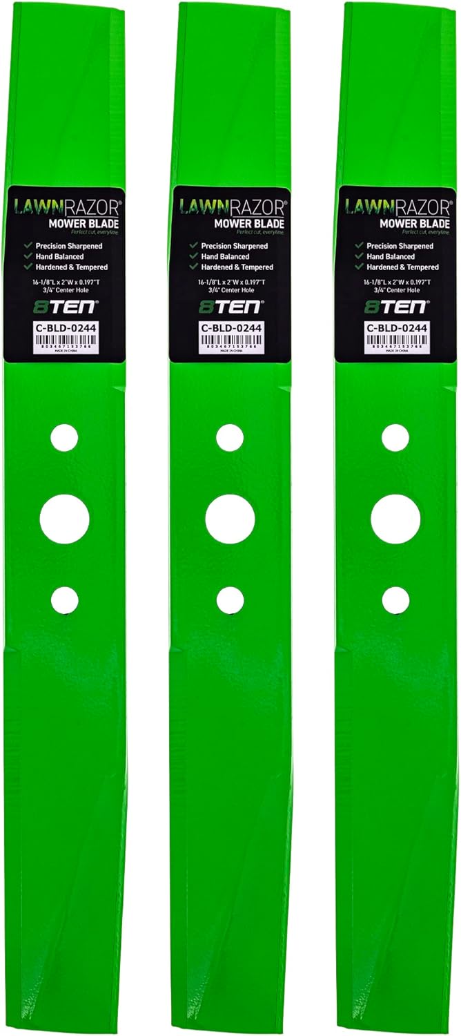 8TEN LawnRAZOR Blade Set for Simplicity Broadmoor Landlord Murray Snapper 44 Inch Deck 1716696ASM (Medium Lift) 3 Pack