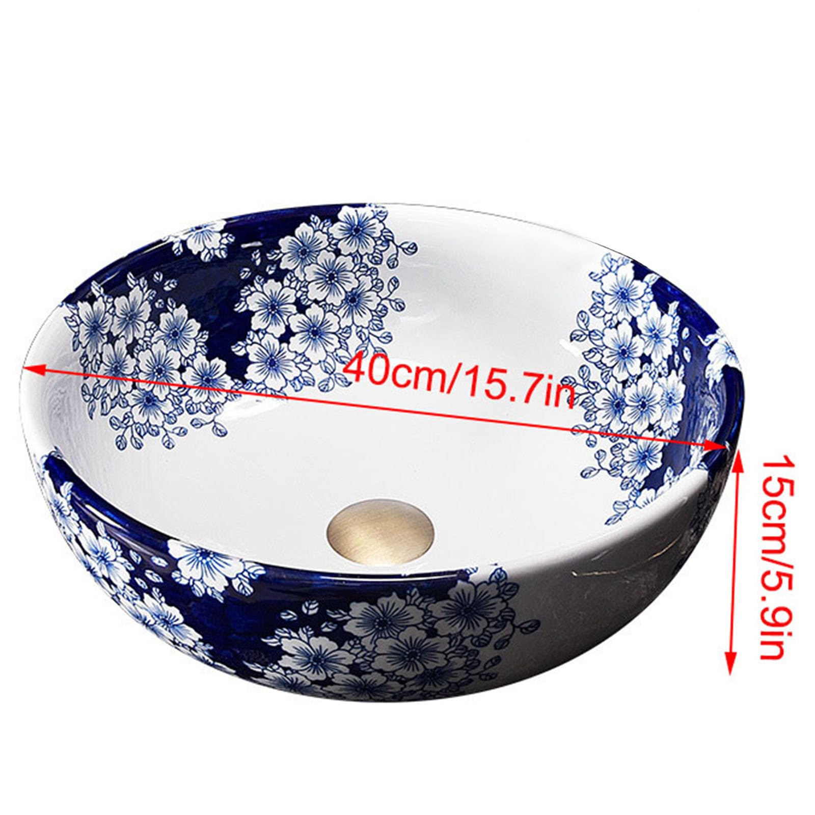 Okrągła ceramiczna umywalka nablatowa z porcelany do baru i małej łazienki - Nowoczesna umywalka łazienkowa w stylu vintage