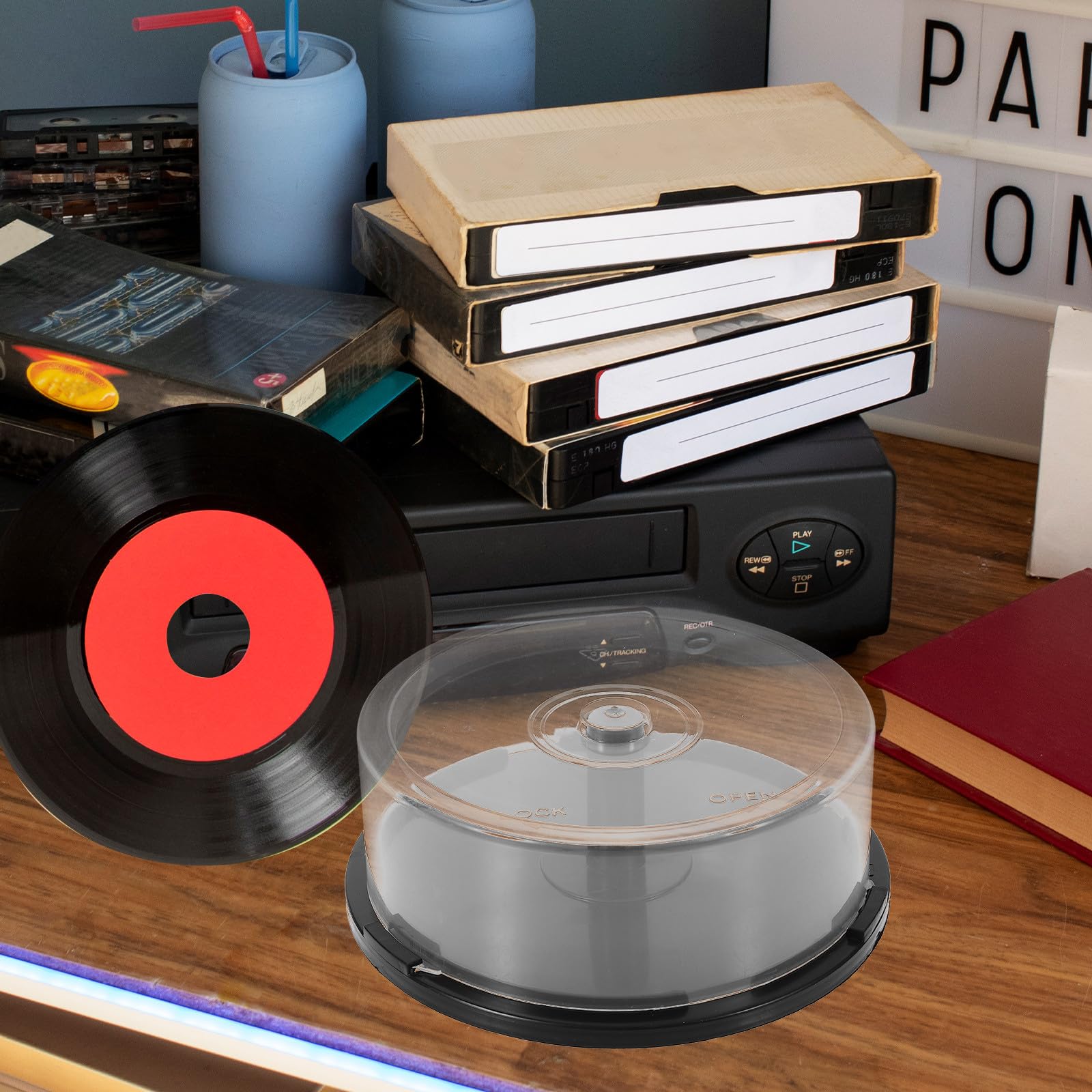 Holibanna Contenedor de Almacenamiento de Dvd de Plástico Negro para 25 Discos Cd, Diseño Ligero y Capacidad Grande para Organizar y Transportar en Casa