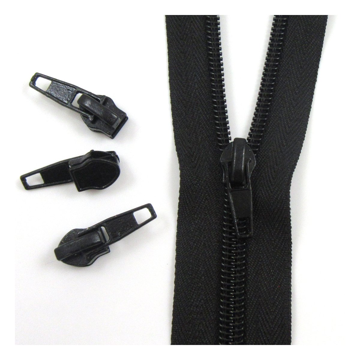 Beads4crafts Black No5322 25 Metres + 50 Sliders No.5 Continuous Zip With Auto Lock Slider 25 Colours Zippers Cushions Upholstery (Black No5322)