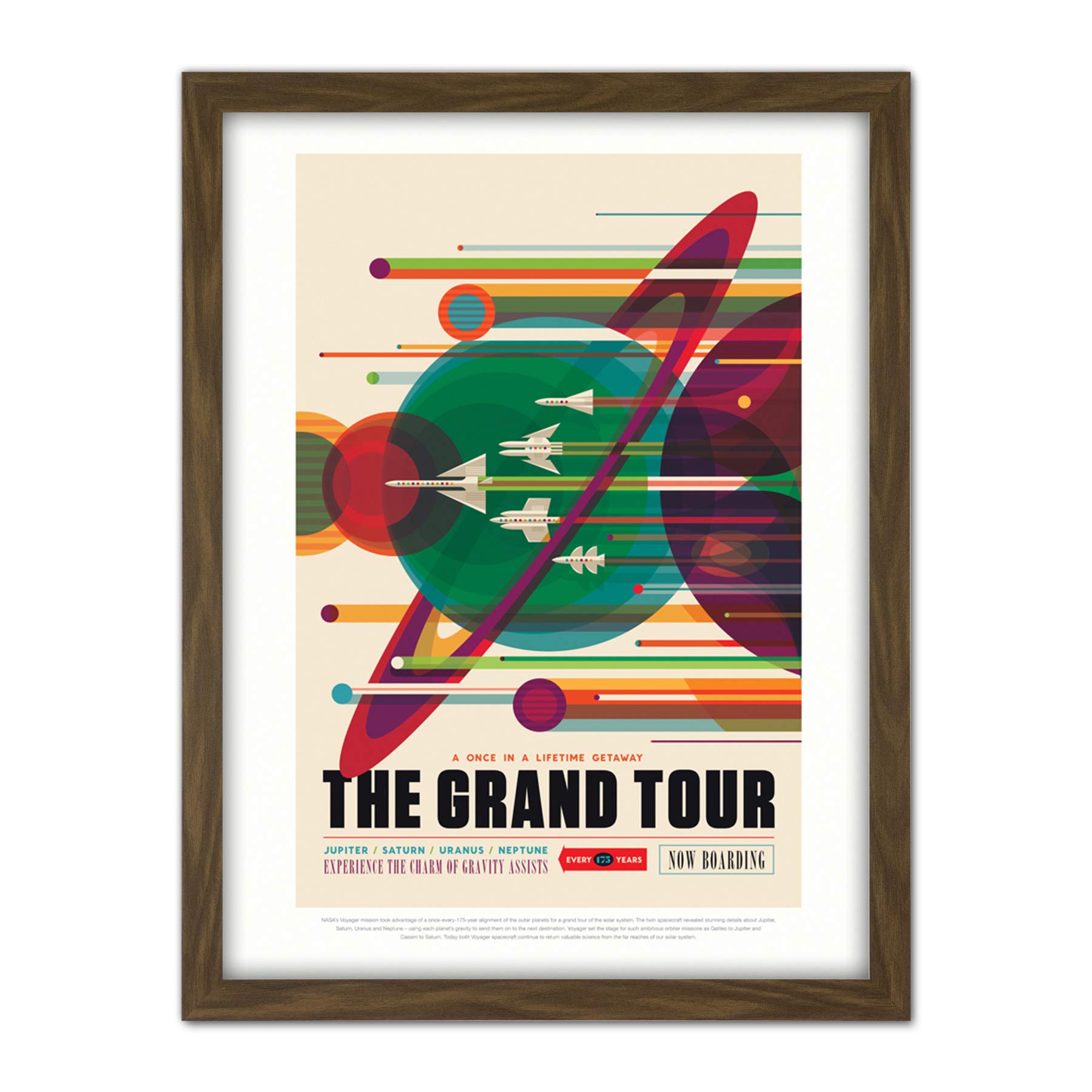Wee Blue Coo NASA Space Travel Advert Grand Tour Artwork Framed Wall Art Print 18X24 Inch