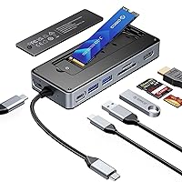 ORICO 8-in-1 USB C Docking Station con Case SSD M.2, USB C Hub per SSD M.2 NVMe/SATA